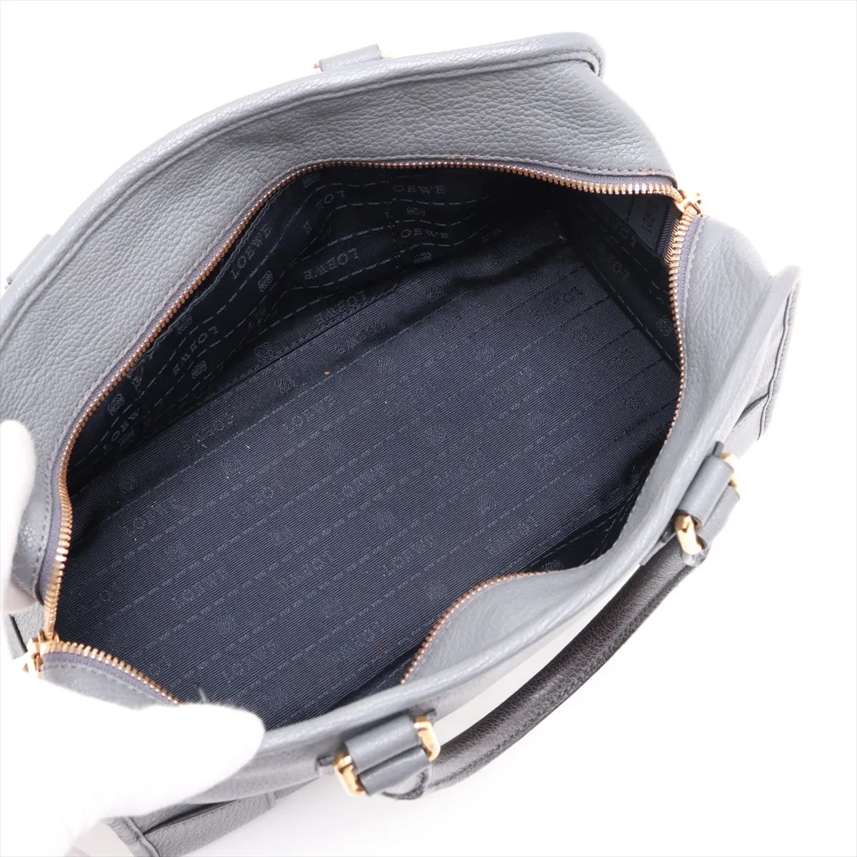 Amazona 28 Leather Handbag, Gray — view 7