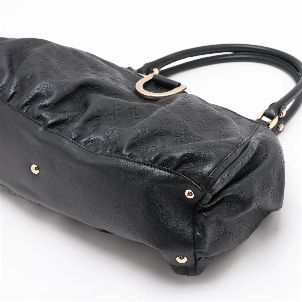 Guccissima Abbey Leather Handbag, Black, 189835 — view 3