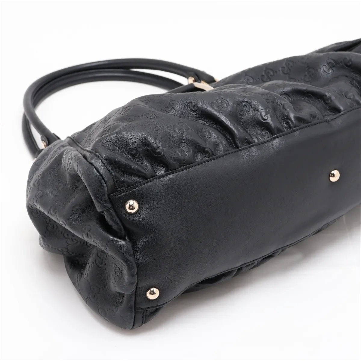 Guccissima Abbey Leather Handbag, Black, 189835 — view 4