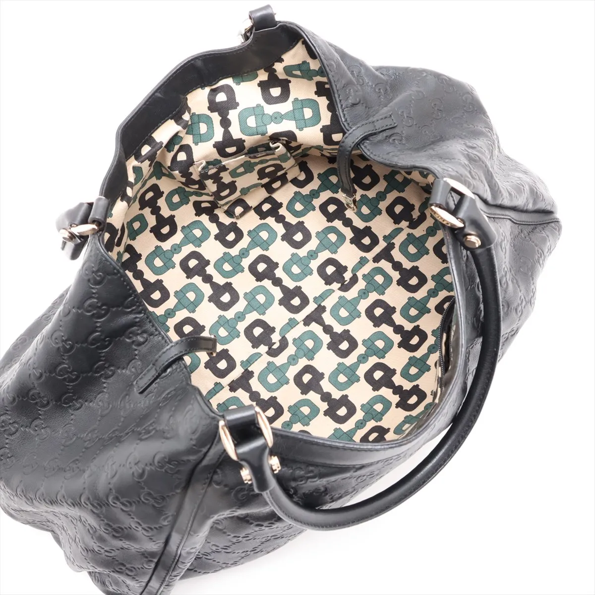 Guccissima Abbey Leather Handbag, Black, 189835 — view 7