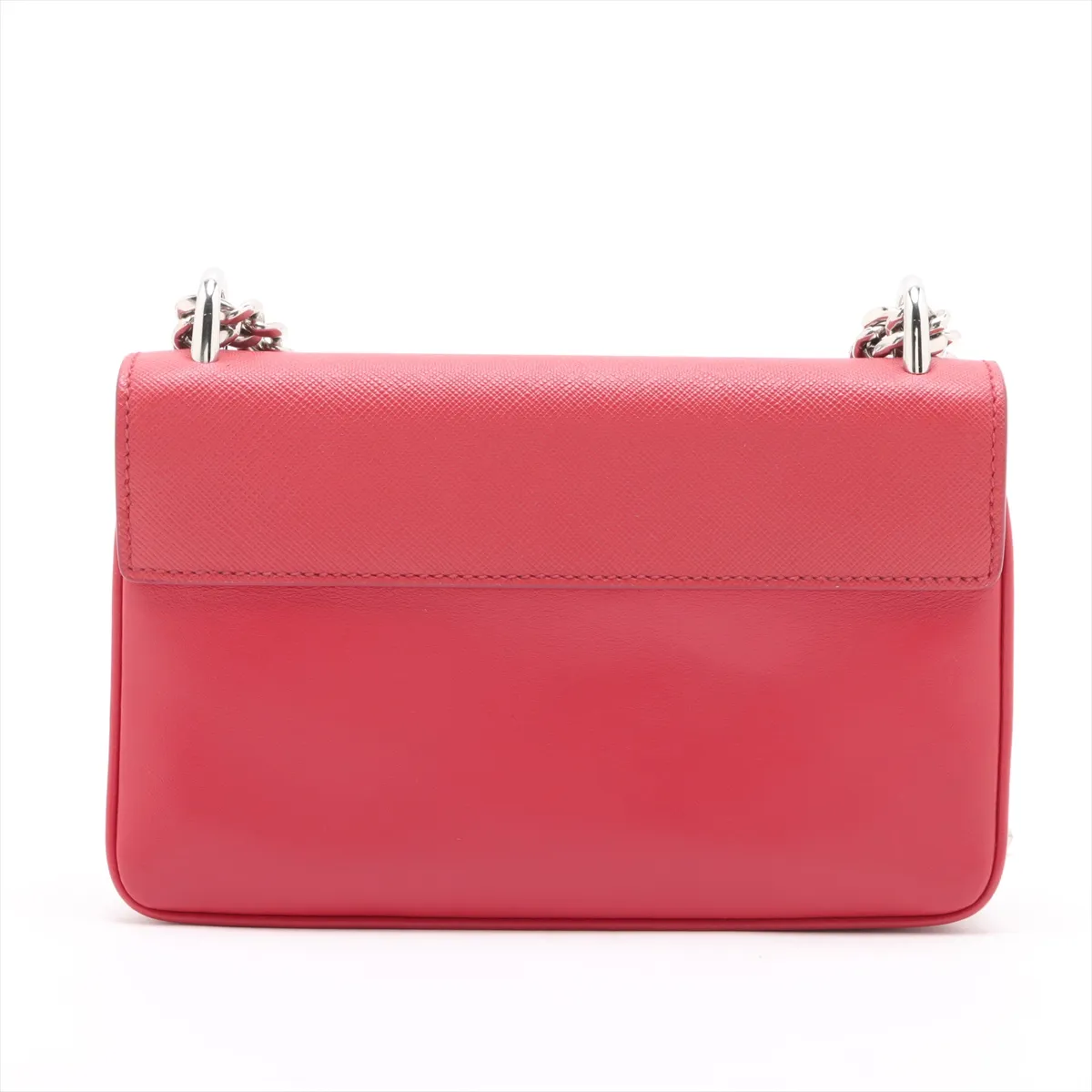 Saffiano Leather Chain Shoulder Bag Red 1BD144 — view 2