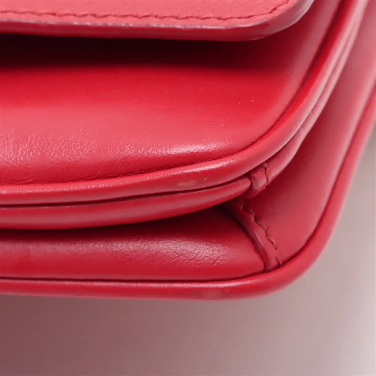 Saffiano Leather Chain Shoulder Bag Red 1BD144 — view 10