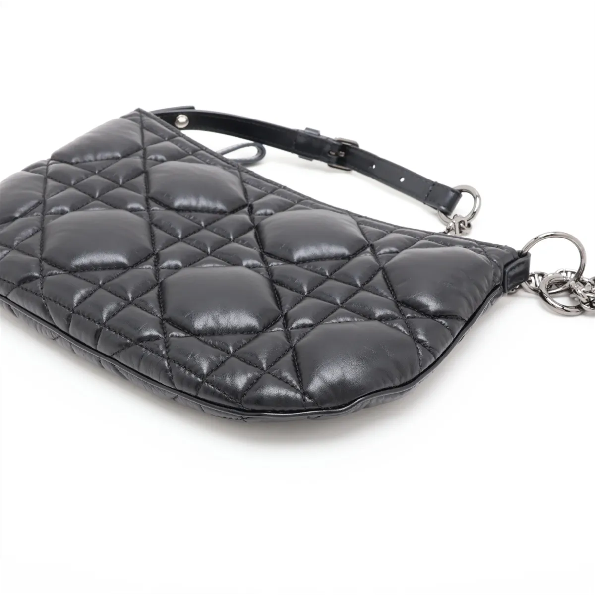 Cannage Caro Tulip Leather Chain Shoulder Bag, Black — view 3