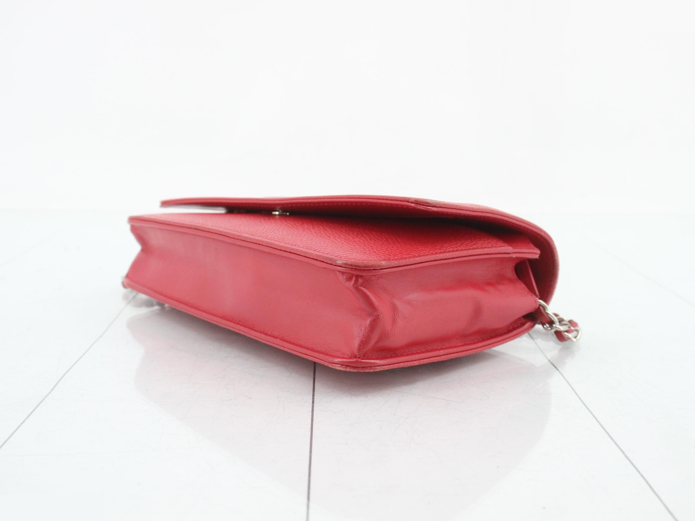 Caviar Skin Chain Shoulder Bag, Mini, W19, Pink, Series 18 — view 6