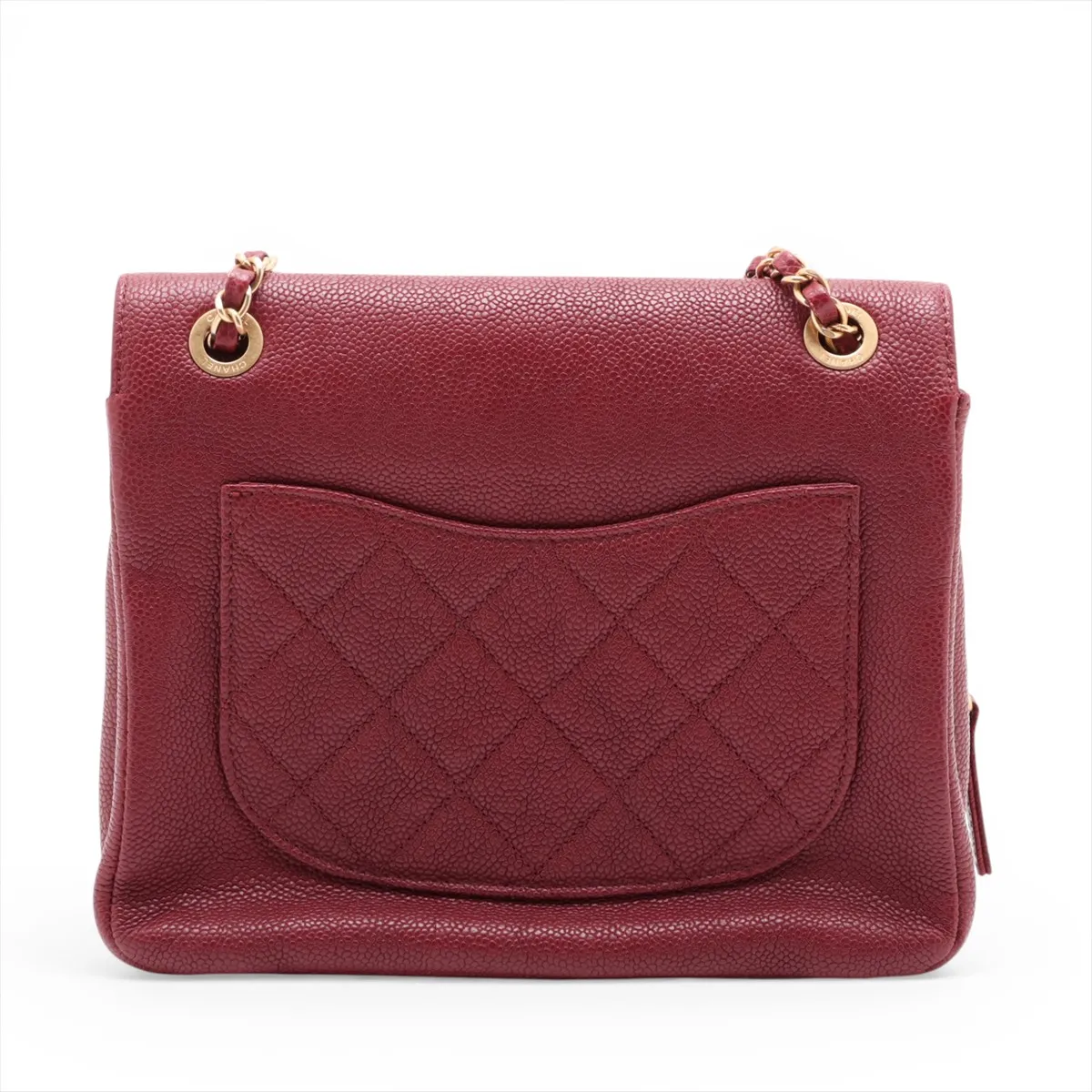 Matelassé Caviar Skin Single Flap Double Chain Bag, Red with Gold Hardware, 28503195 (Serial Number 28) — view 2