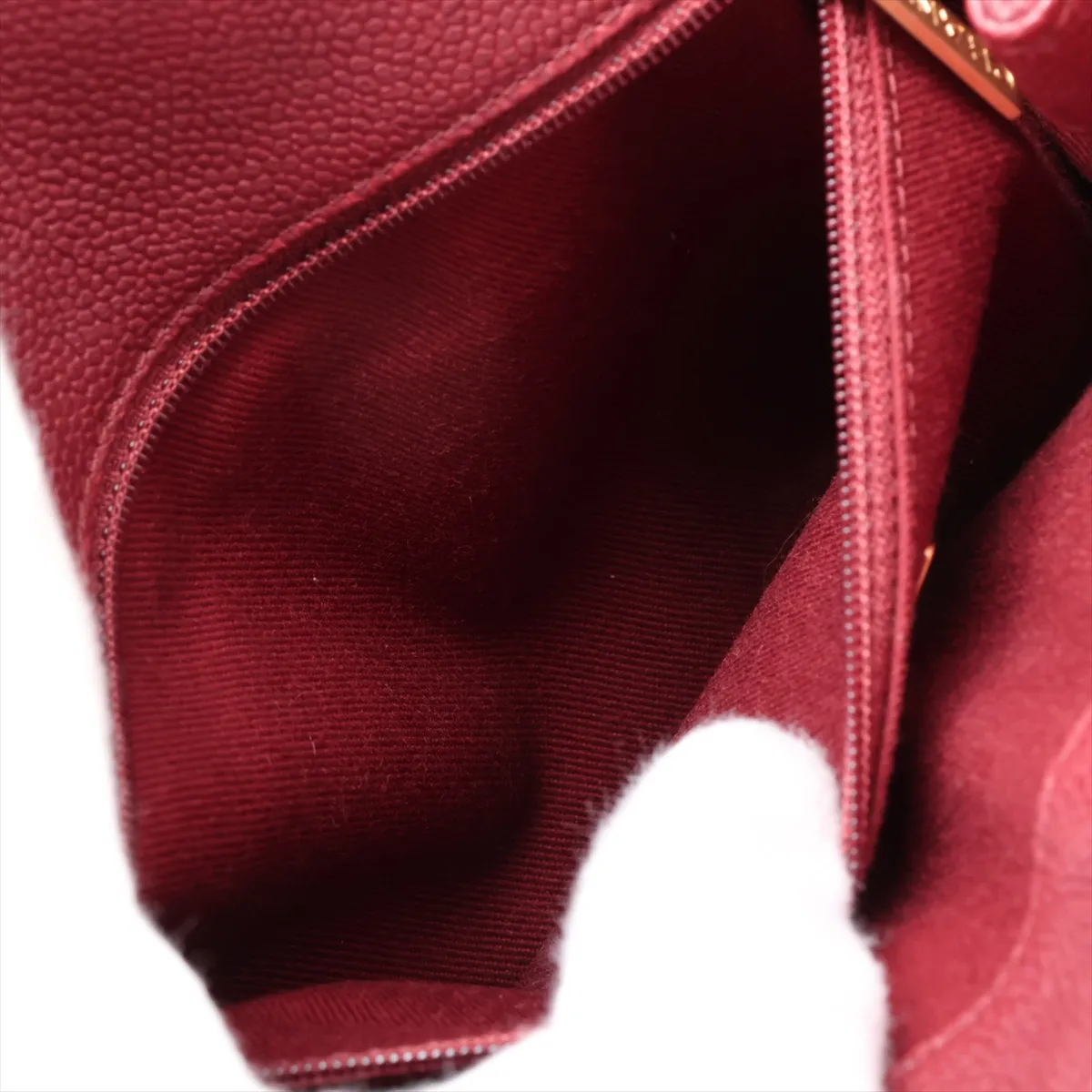 Matelassé Caviar Skin Single Flap Double Chain Bag, Red with Gold Hardware, 28503195 (Serial Number 28) — view 7