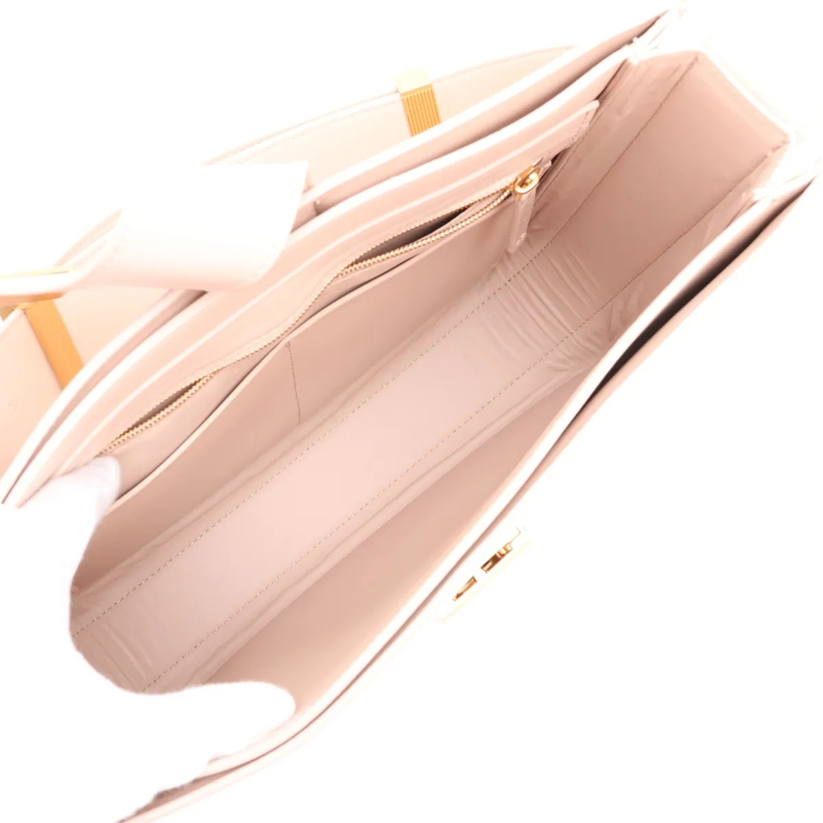 Marie Leather Shoulder Bag, Beige — view 7