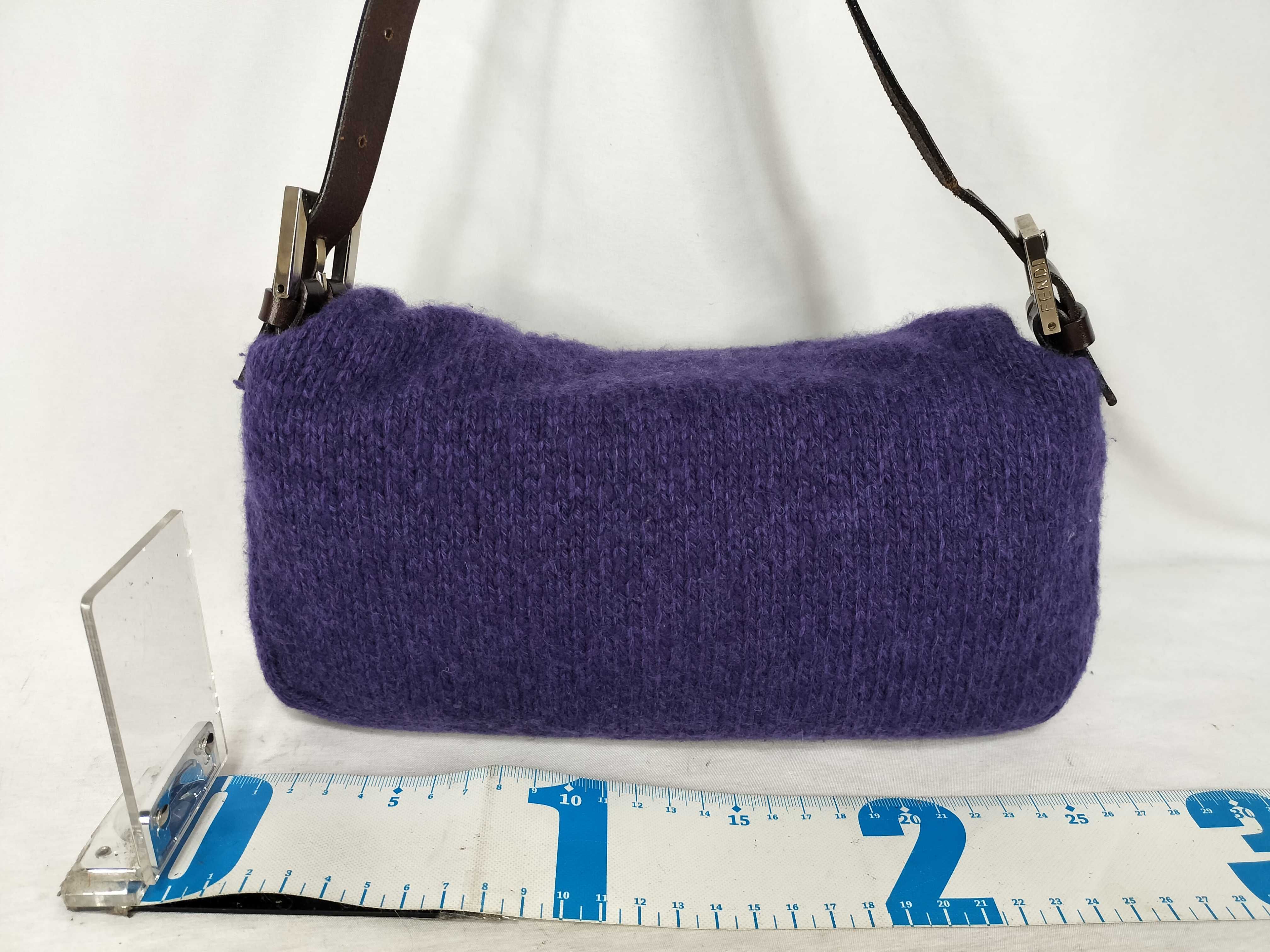 Mamma handbag, wool knit, purple handbag — view 2