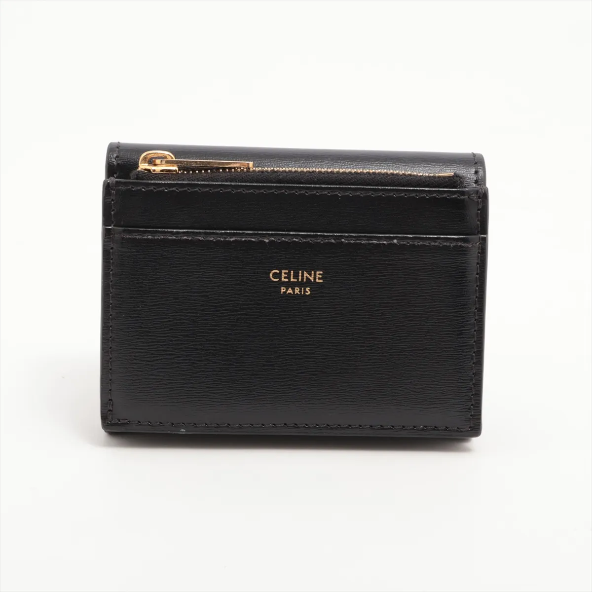 Triomphe Leather Compact Wallet Black — view 2