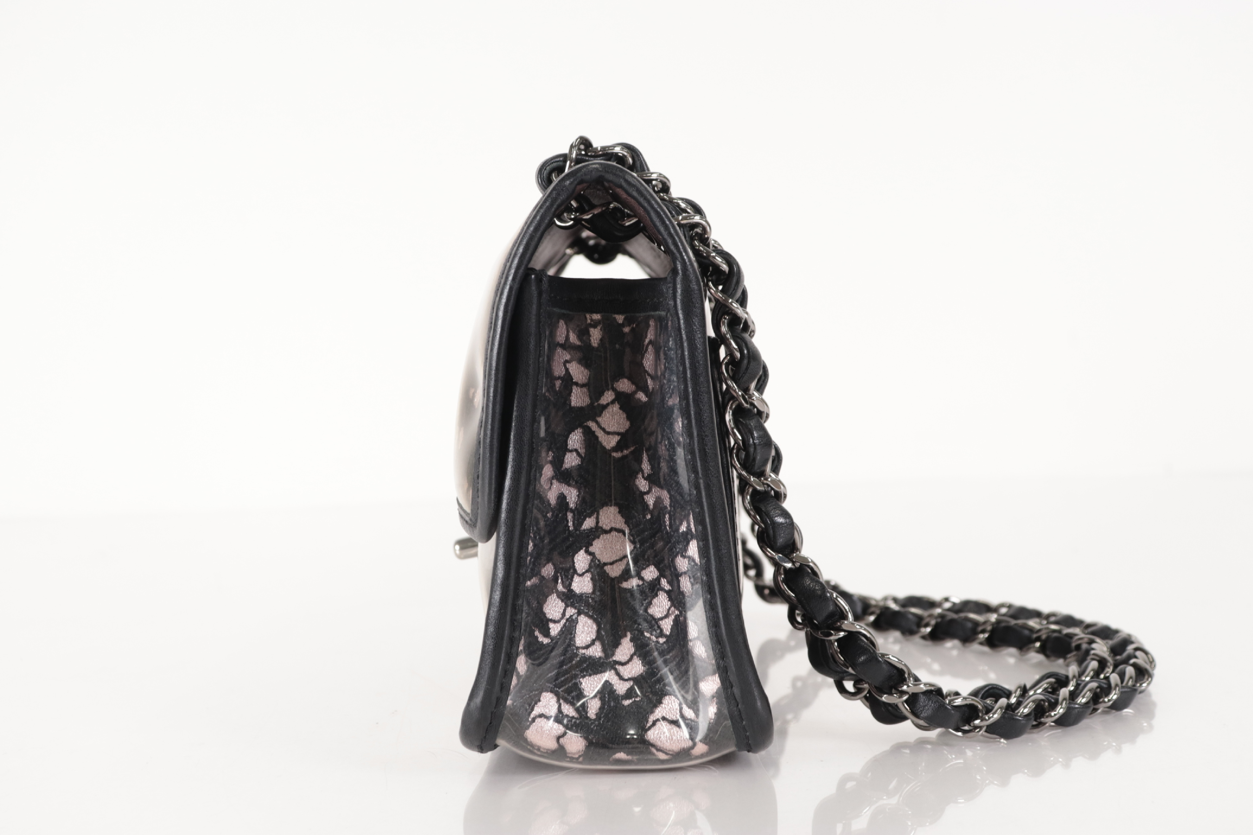 Lambskin x Clear Star Chain Shoulder Bag, Black/Pink, Silver Hardware, Serial Number 11 — view 4
