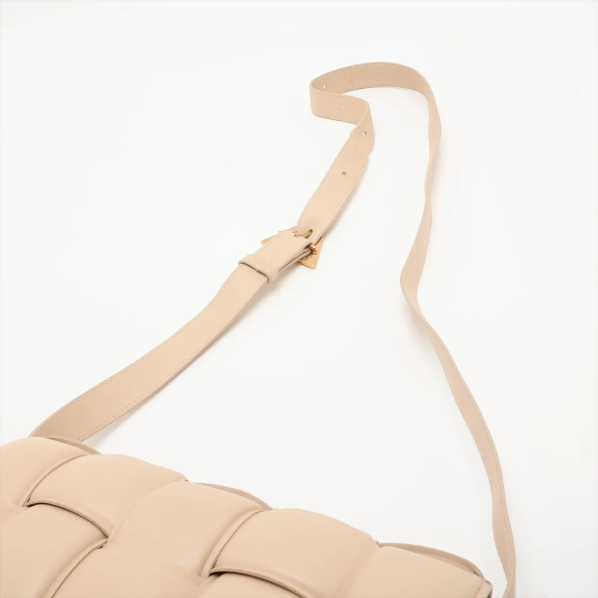 Maxi Intrecciato Padded Cassette Leather Shoulder Bag, Beige — view 5