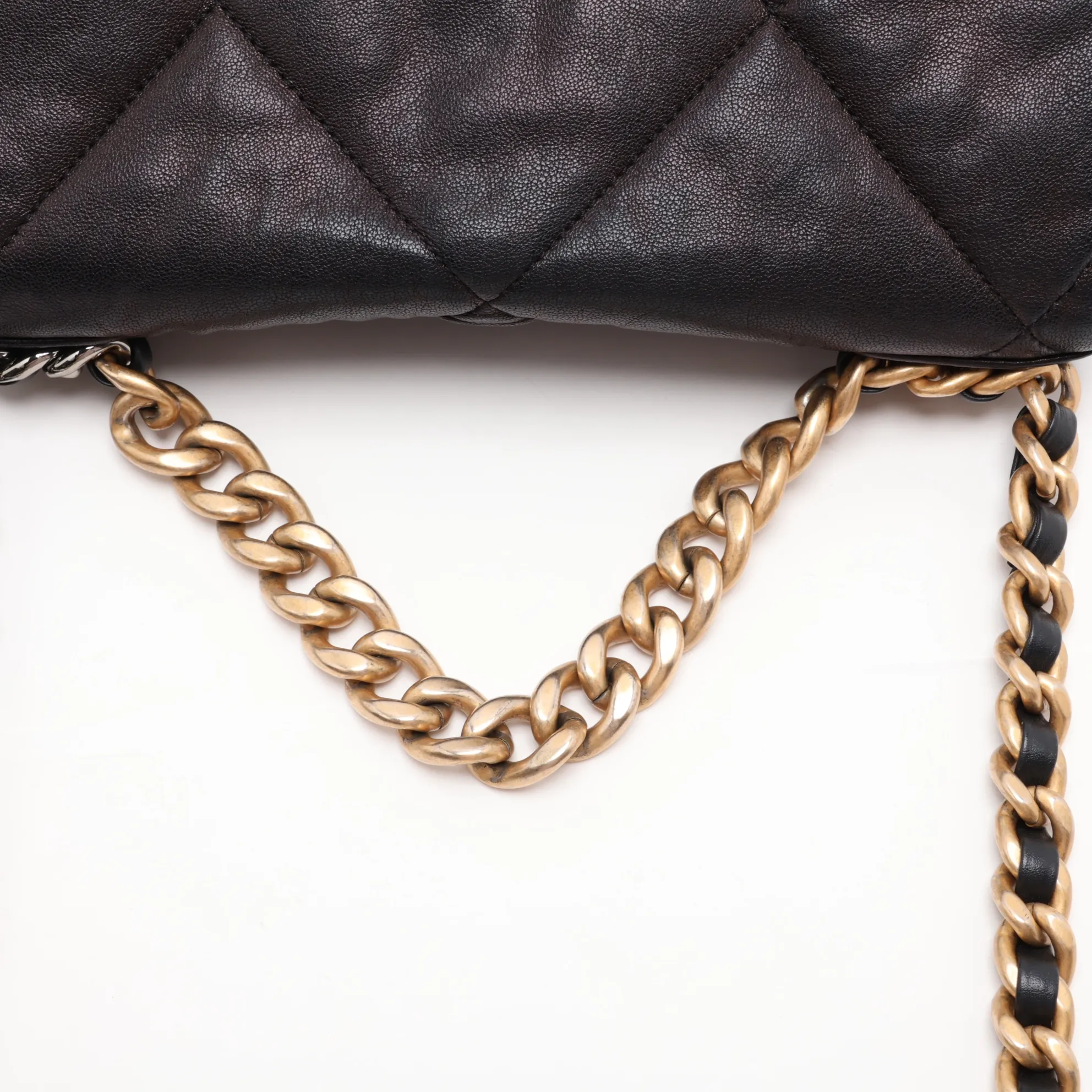 19 Lambskin Chain Shoulder Bag, Black with Gold Hardware, 29038494, Serial Number 29, AS1160 — view 5