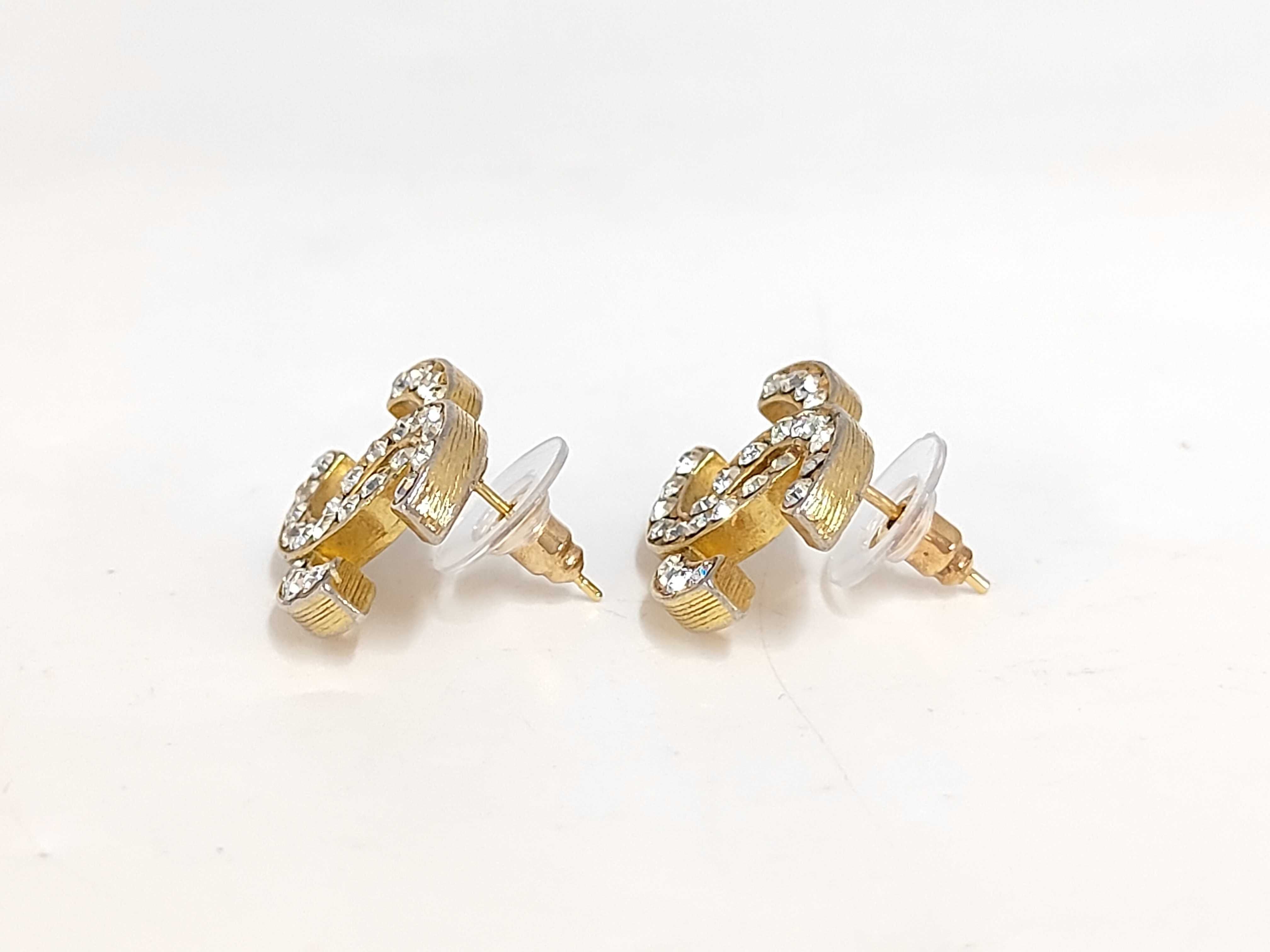 Cocomark rhinestone gold earrings — view 2