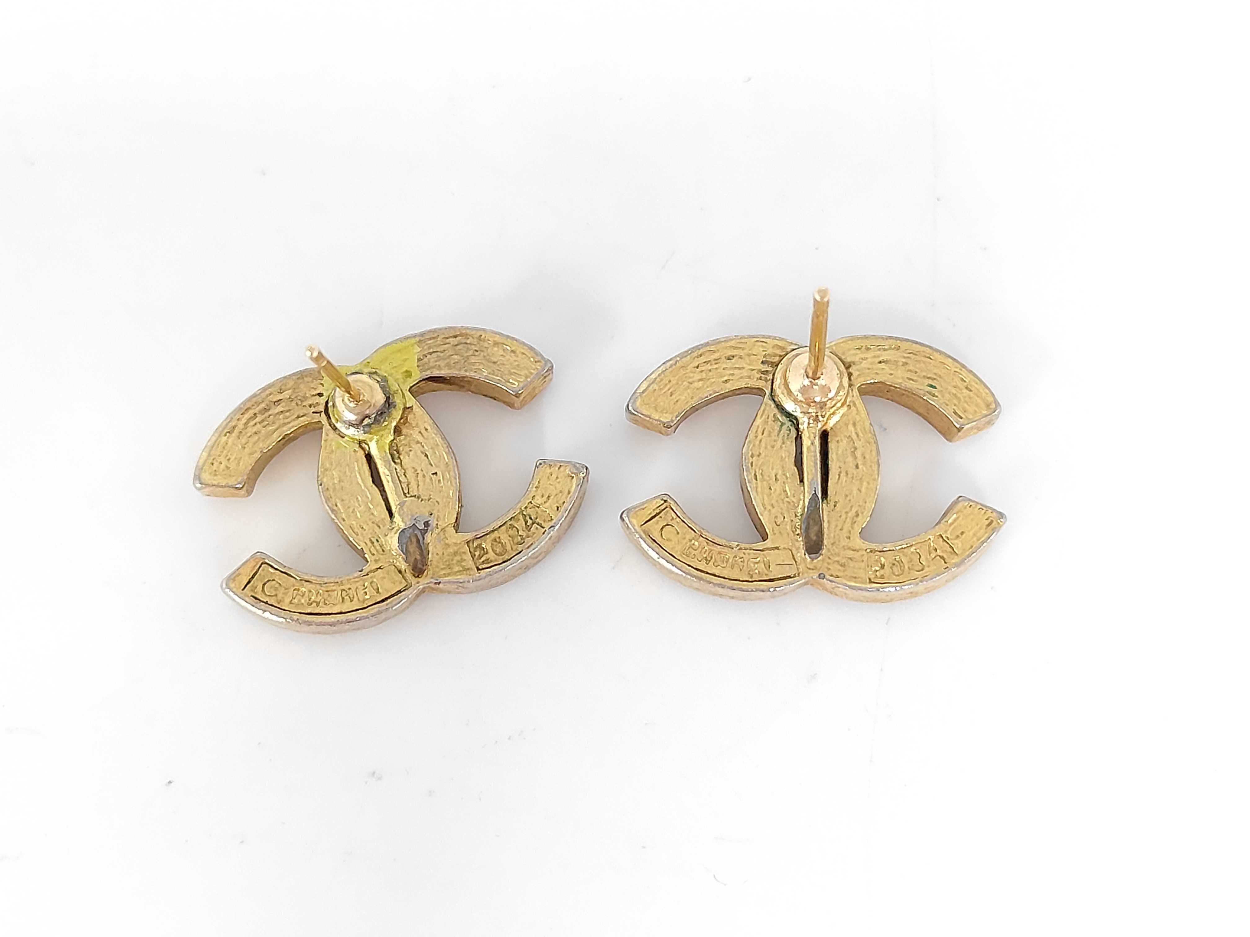 Cocomark rhinestone gold earrings — view 3