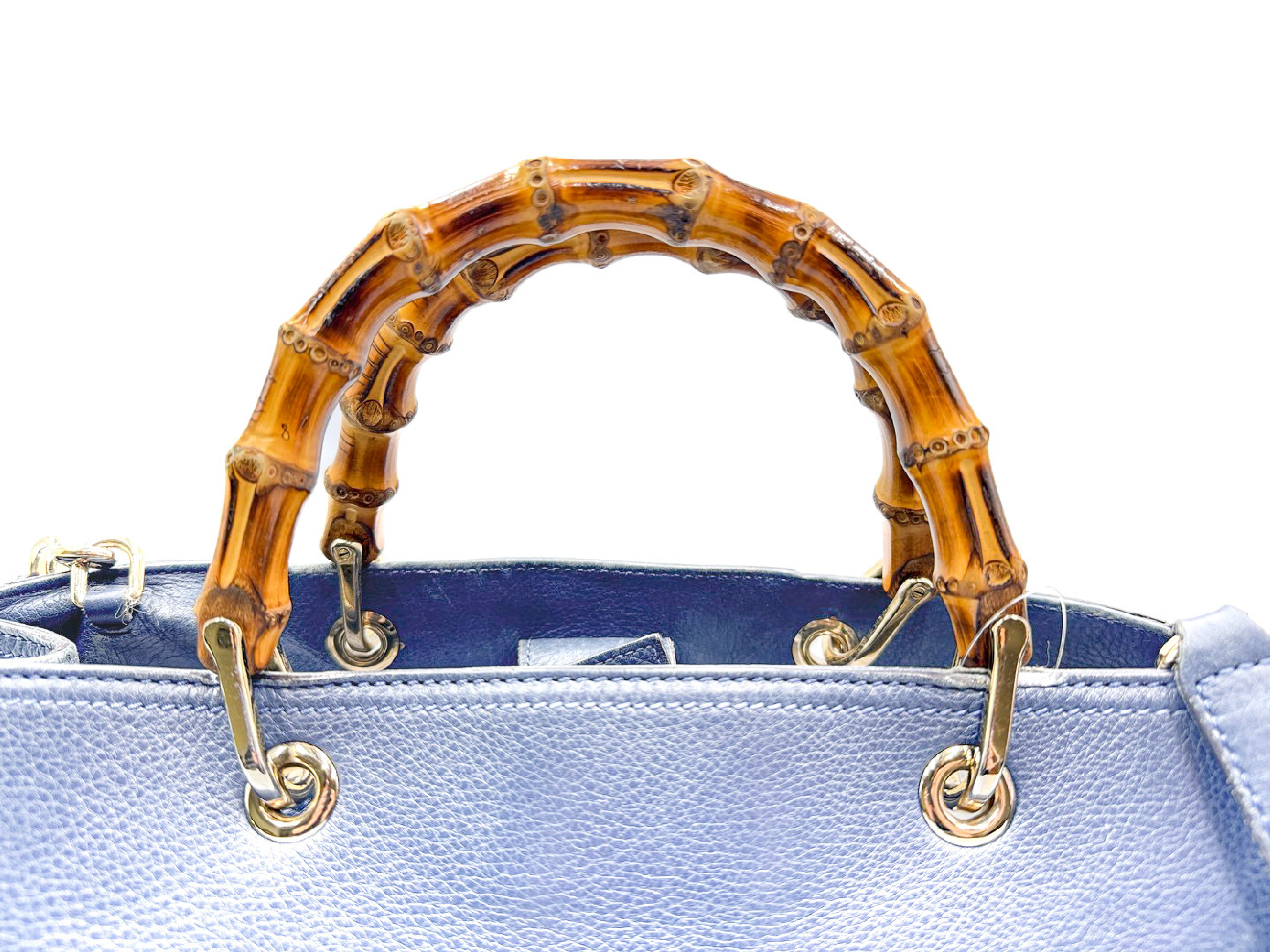 2-way handbag with strap, bamboo and leather, model 323660 — view 3