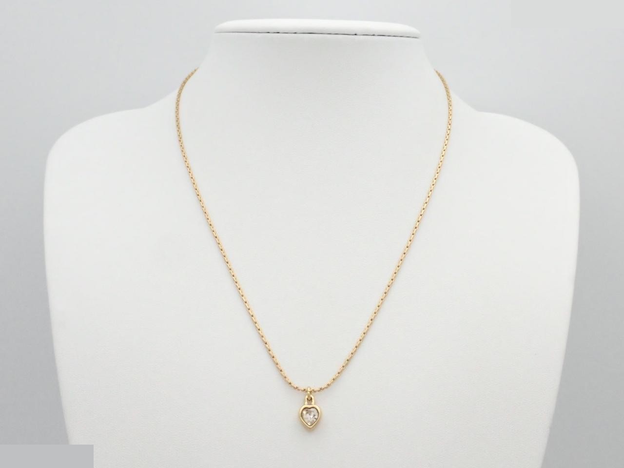 necklace, rhinestone heart design, chain approximately 44cm. — view 3