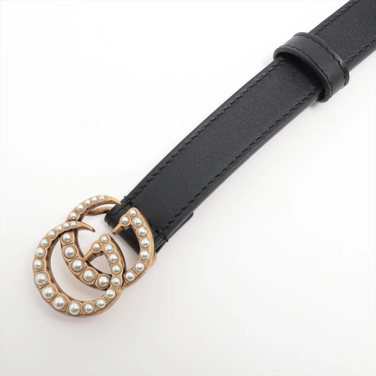 476342 GG Marmont Belt 70 Leather Black — view 2