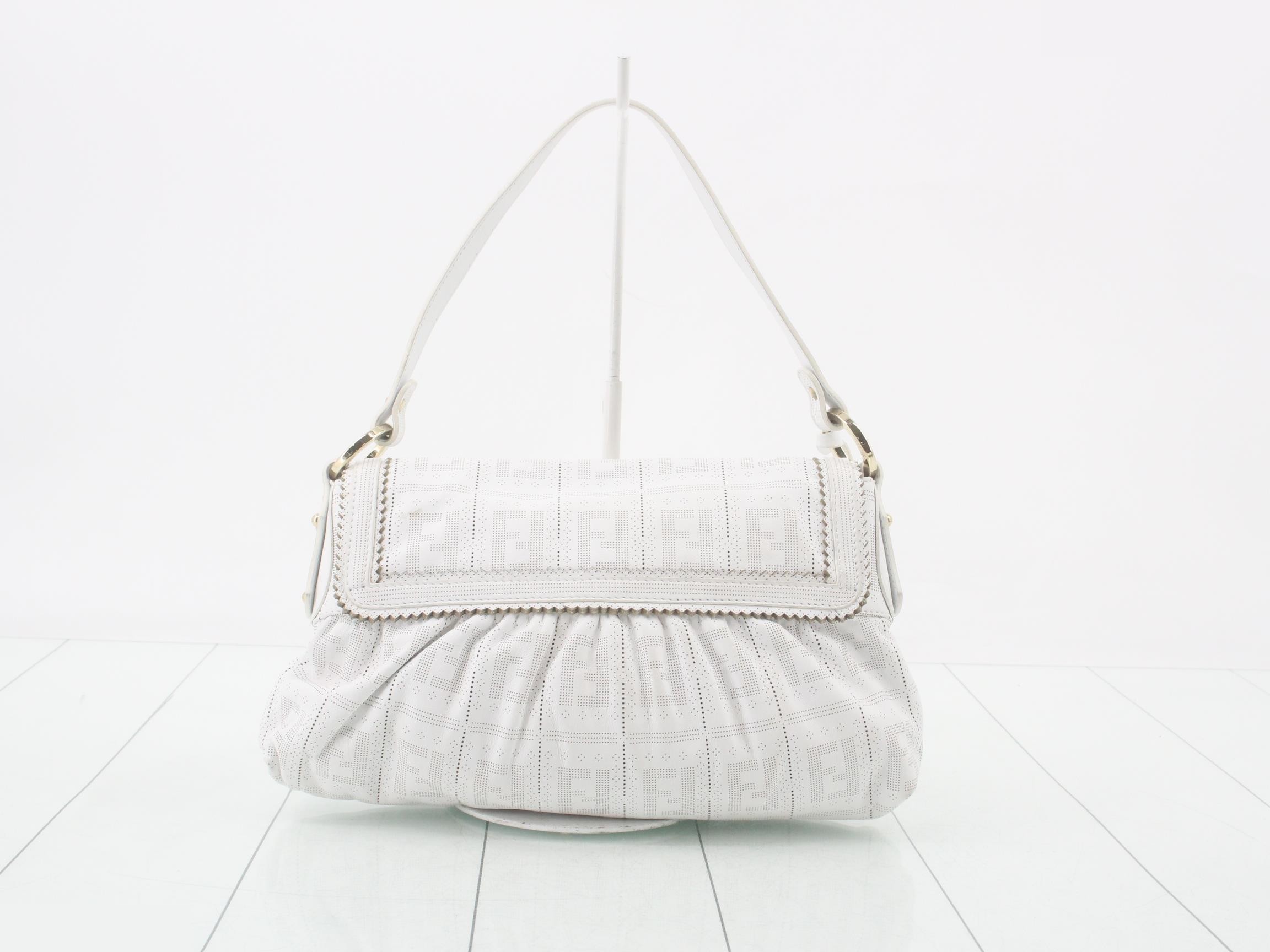 ZUCCA Hobo Chef Bag, Perforated Calfskin, White, 30 x 21 x 5 cm — view 2