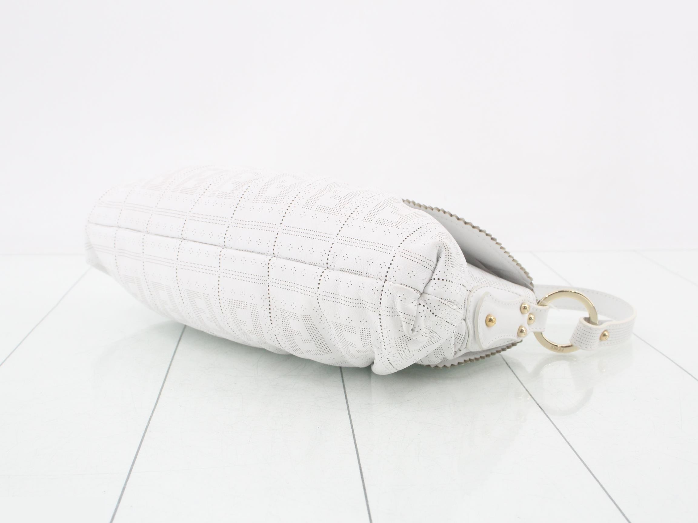 ZUCCA Hobo Chef Bag, Perforated Calfskin, White, 30 x 21 x 5 cm — view 6