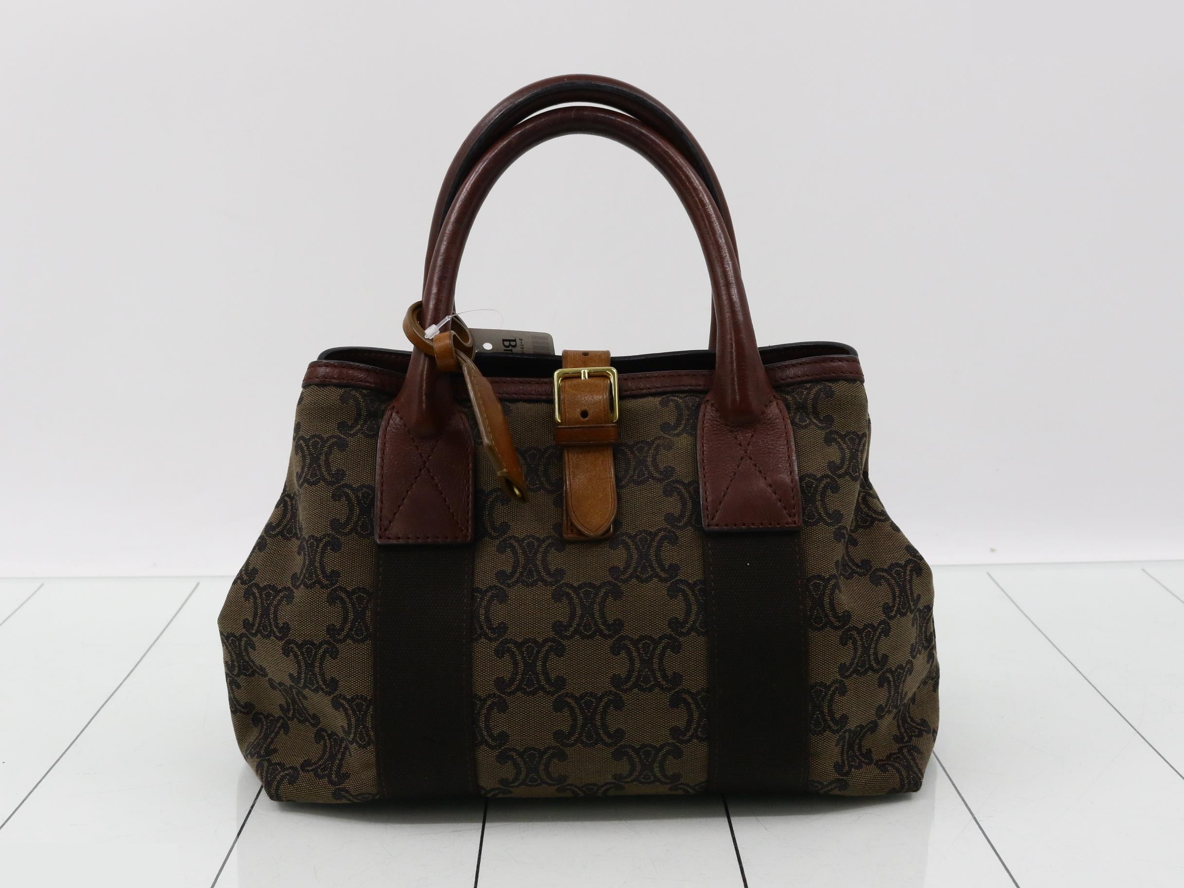 Triomphe Leather Canvas Handbag Clochette