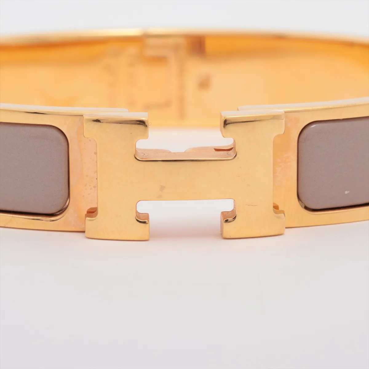 Click H Fan SP0233 Bangle GP Gold x Beige. Shows signs of wear, — view 3