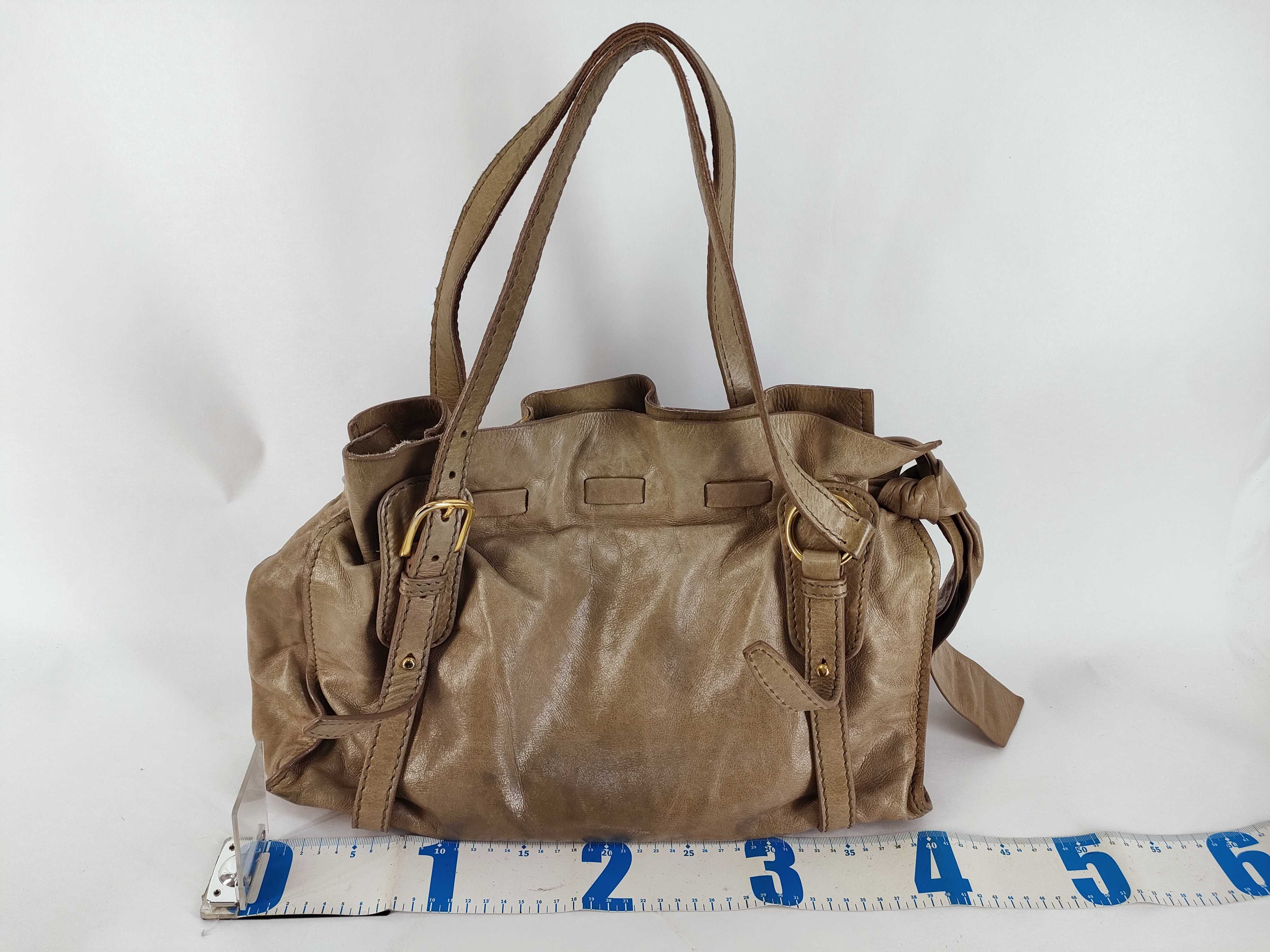 tote bag, leather, beige tote bag — view 2