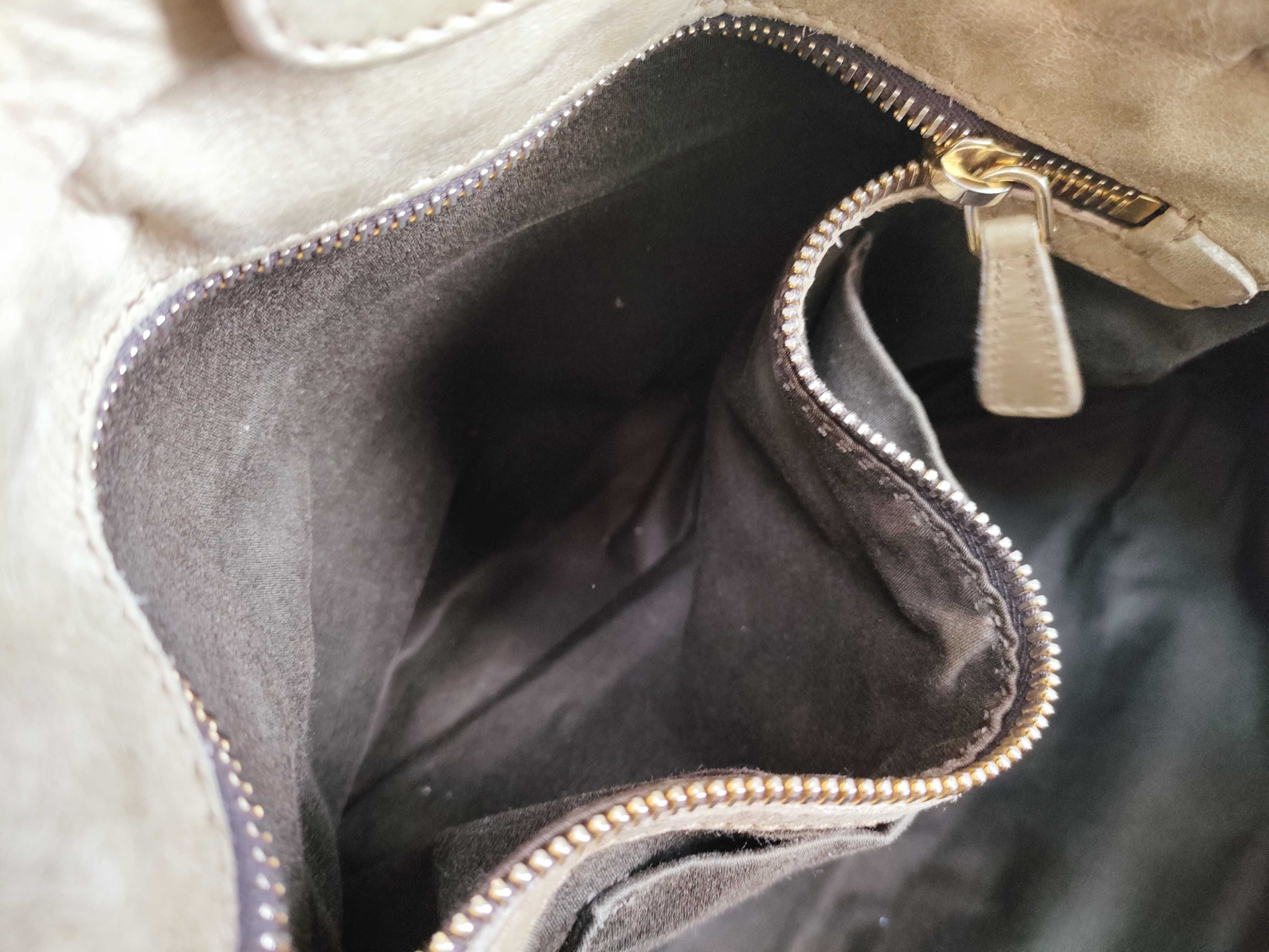 tote bag, leather, beige tote bag — view 12