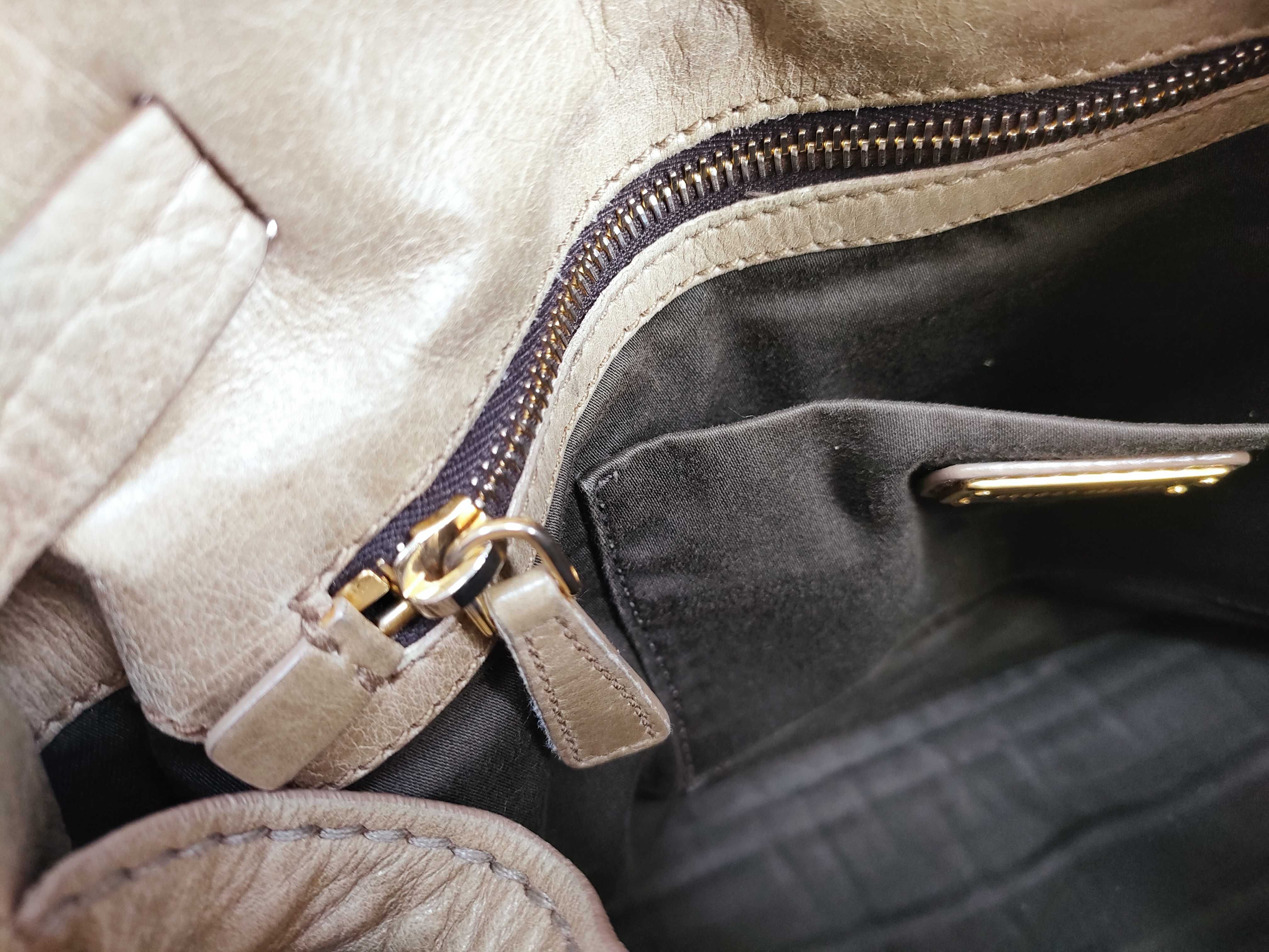 tote bag, leather, beige tote bag — view 13