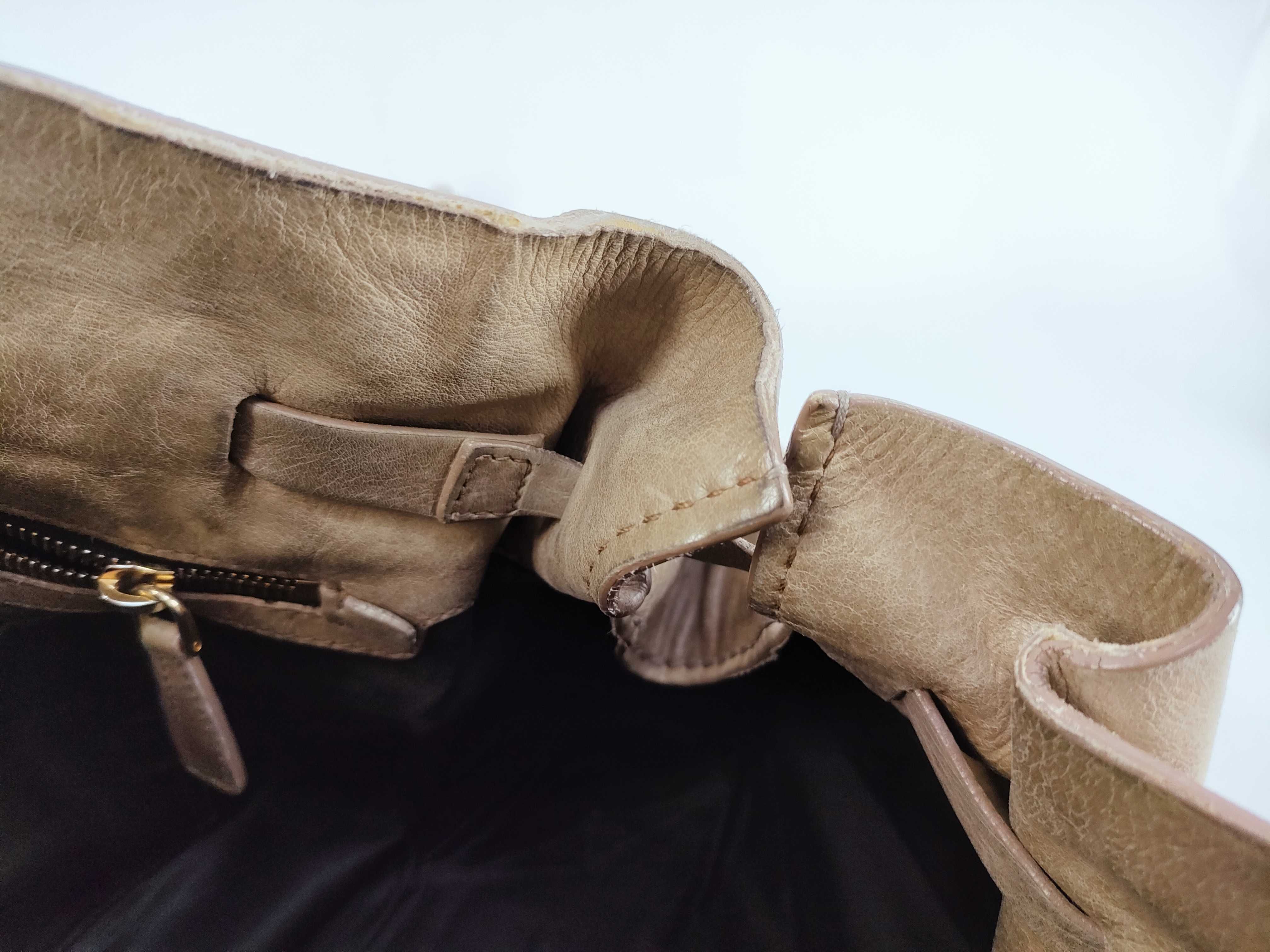 tote bag, leather, beige tote bag — view 9