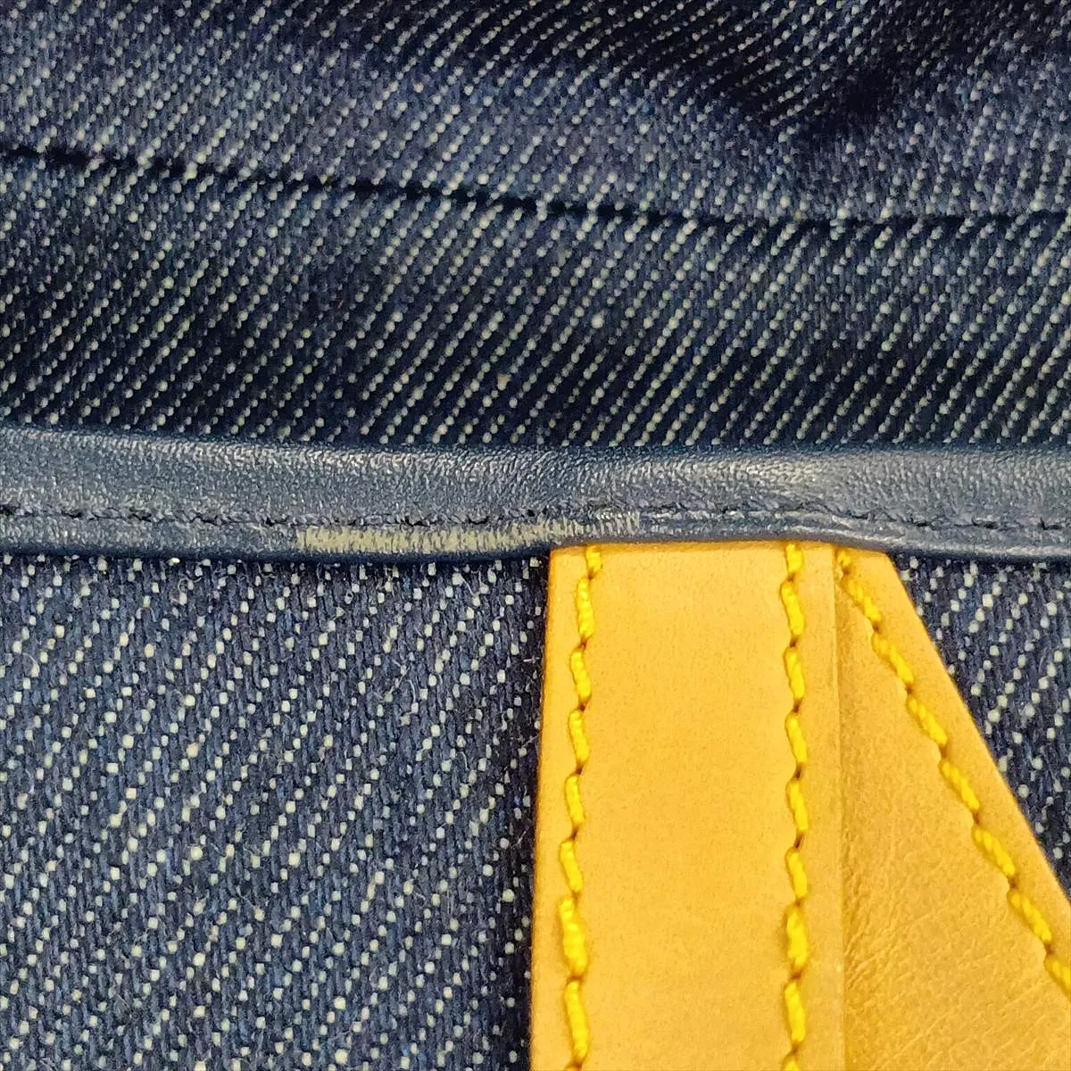 Saddle Bag, Denim x Leather Shoulder Bag, Navy x Beige — view 11