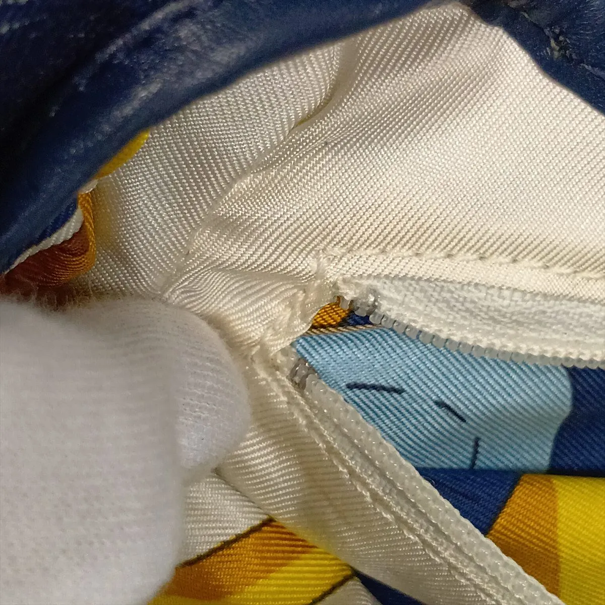 Saddle Bag, Denim x Leather Shoulder Bag, Navy x Beige — view 13