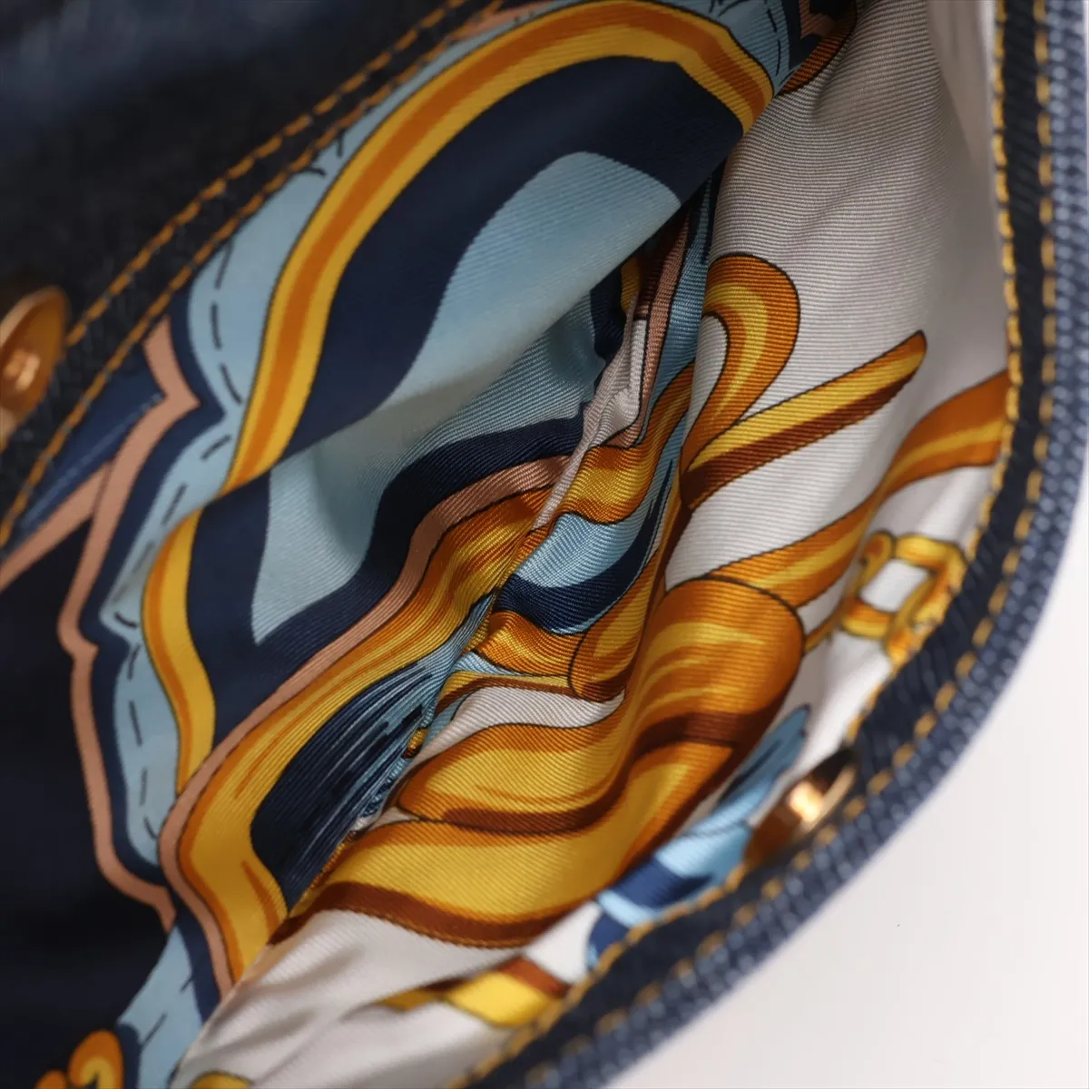 Saddle Bag, Denim x Leather Shoulder Bag, Navy x Beige — view 9