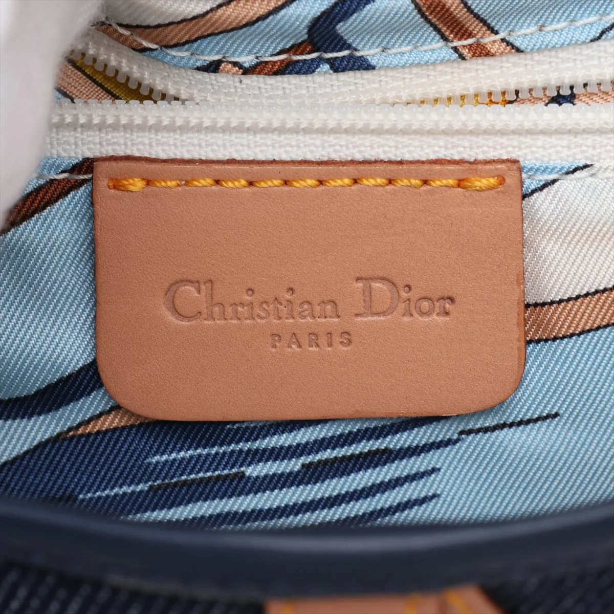 Saddle Bag, Denim x Leather Shoulder Bag, Navy x Beige — view 10