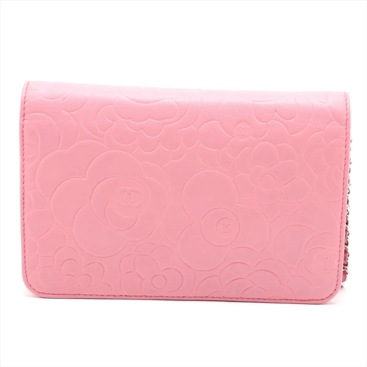 Camellia Lambskin Chain Wallet, Pink, Silver Hardware, 14606699, Serial Number 14 — view 2