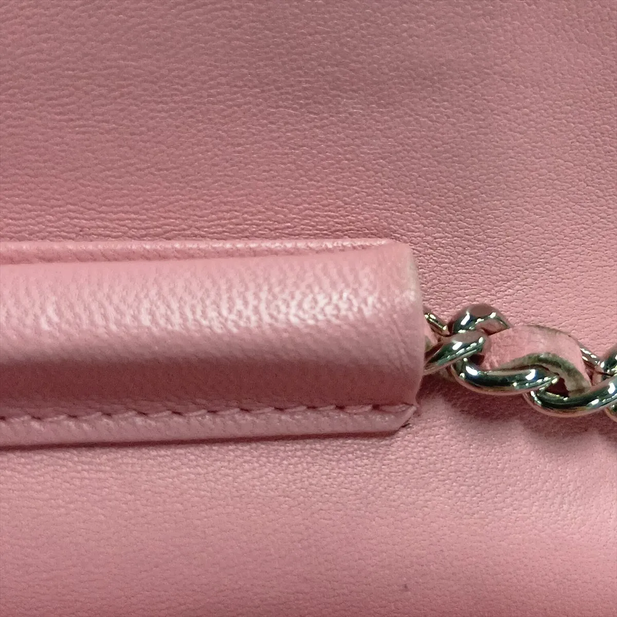 Camellia Lambskin Chain Wallet, Pink, Silver Hardware, 14606699, Serial Number 14 — view 12