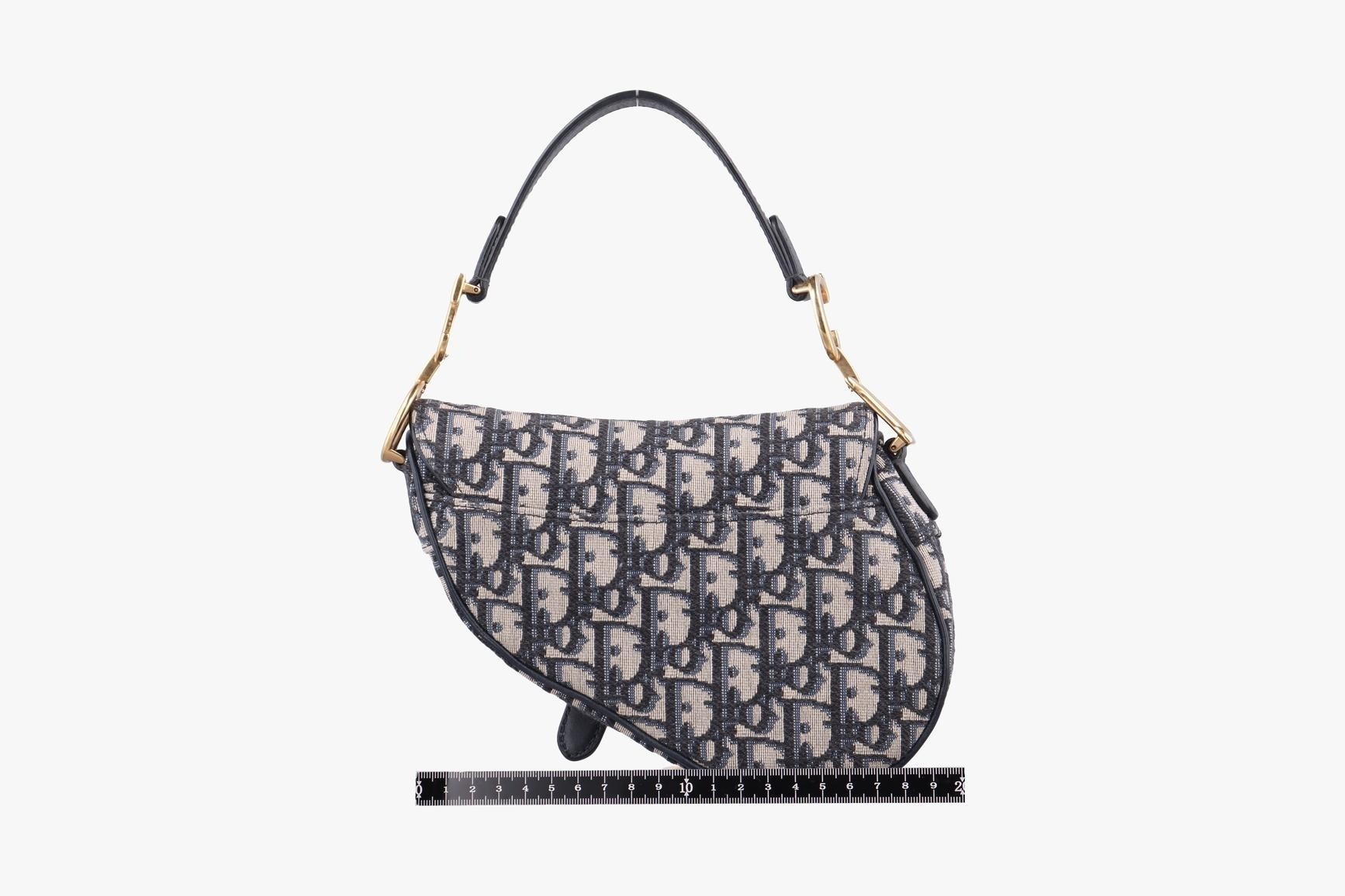 Saddle, Jacquard x Leather, Navy x Gray — view 2