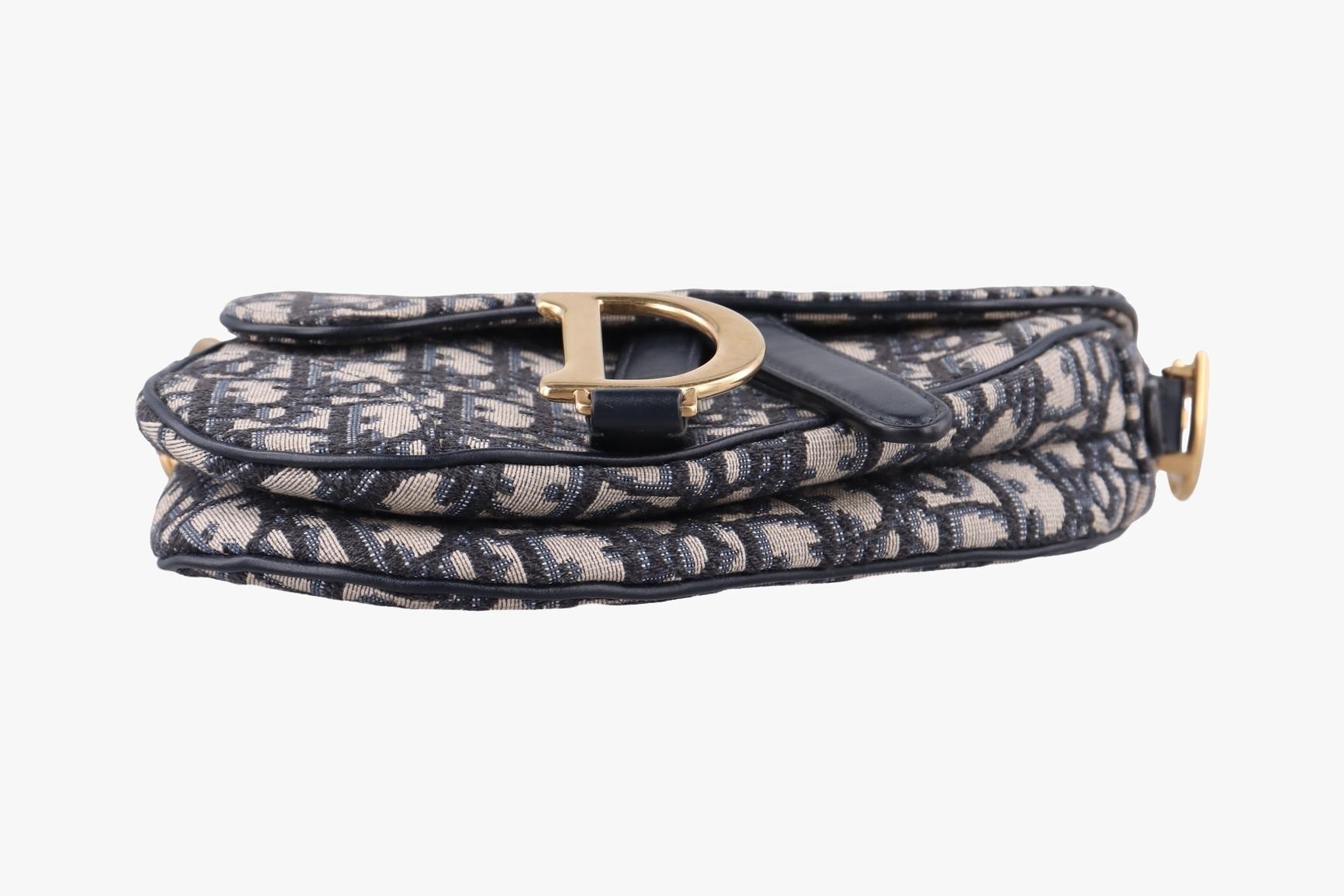 Saddle, Jacquard x Leather, Navy x Gray — view 3