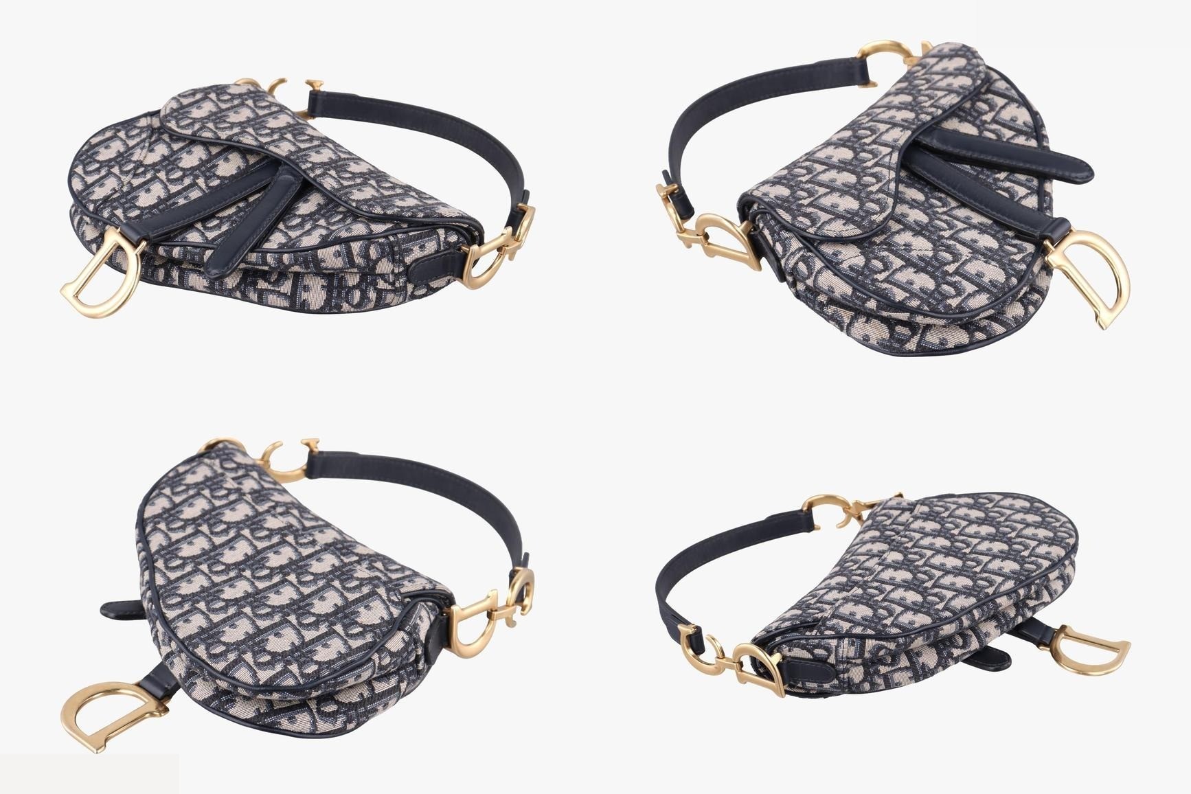 Saddle, Jacquard x Leather, Navy x Gray — view 4