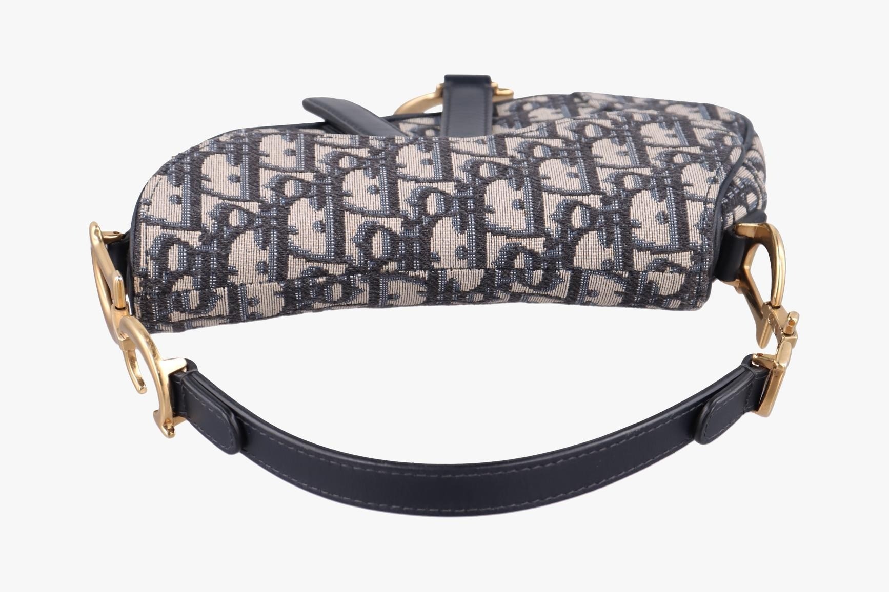 Saddle, Jacquard x Leather, Navy x Gray — view 5