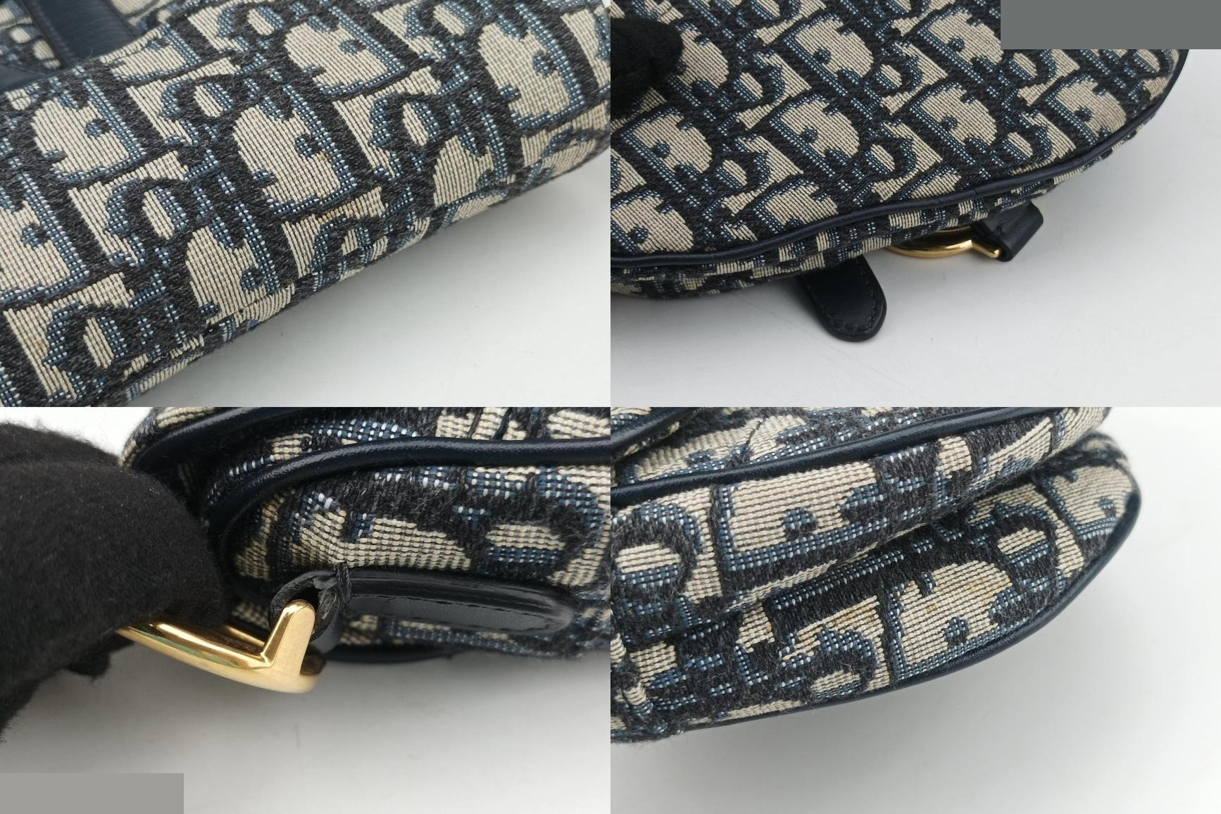 Saddle, Jacquard x Leather, Navy x Gray — view 9