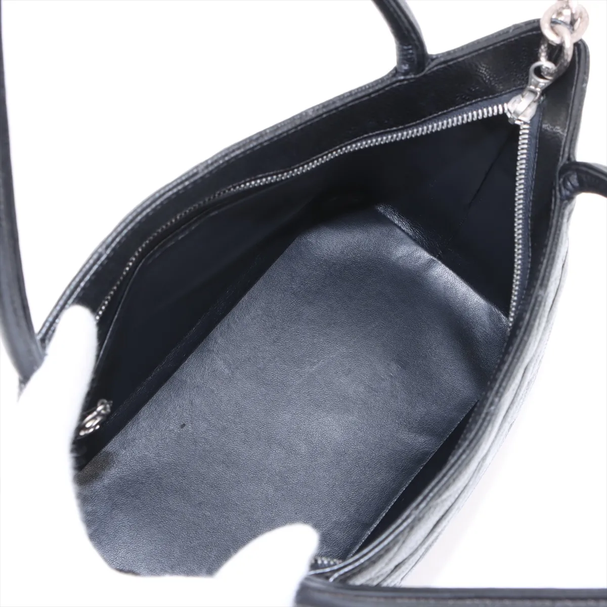 reprint caviar skin tote bag black silver hardware 6685871 No. 6 — view 7