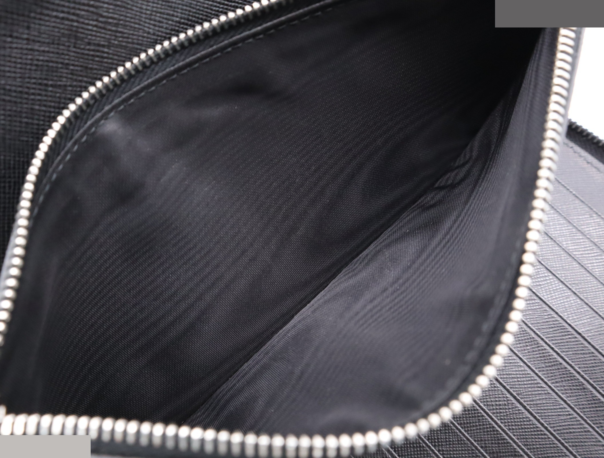 Saffiano leather round zipper long wallet, black — view 8