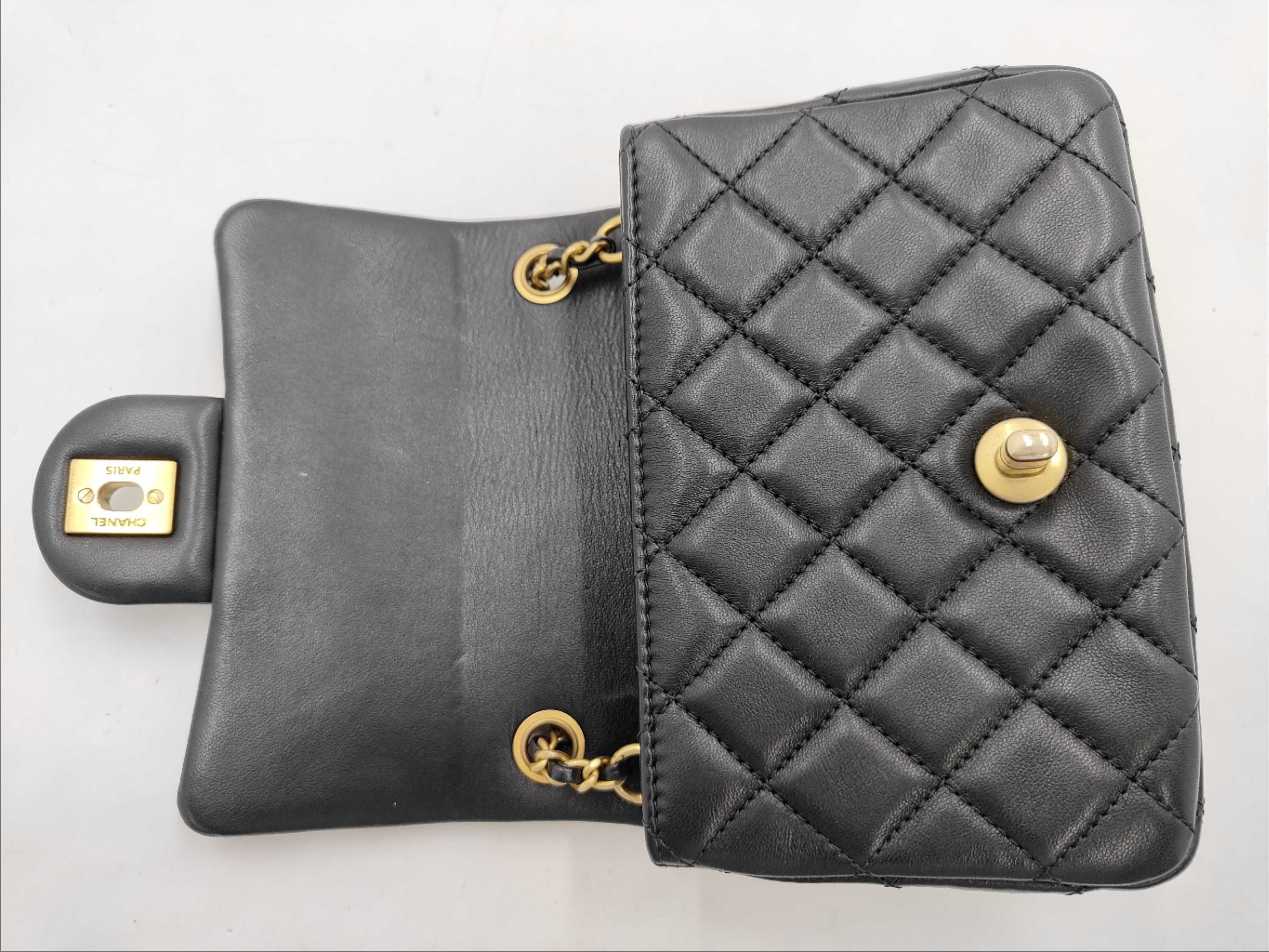 CLASSIC FLAP Black Matelassé Calfskin Square Fat Shoulder Bag — view 8