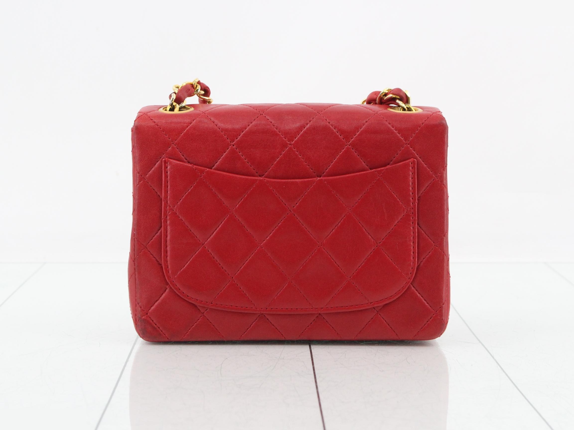 Lambskin Mini Matelassé 17cm Chain Shoulder Bag, Red, Gold Hardware, Series 1 — view 2