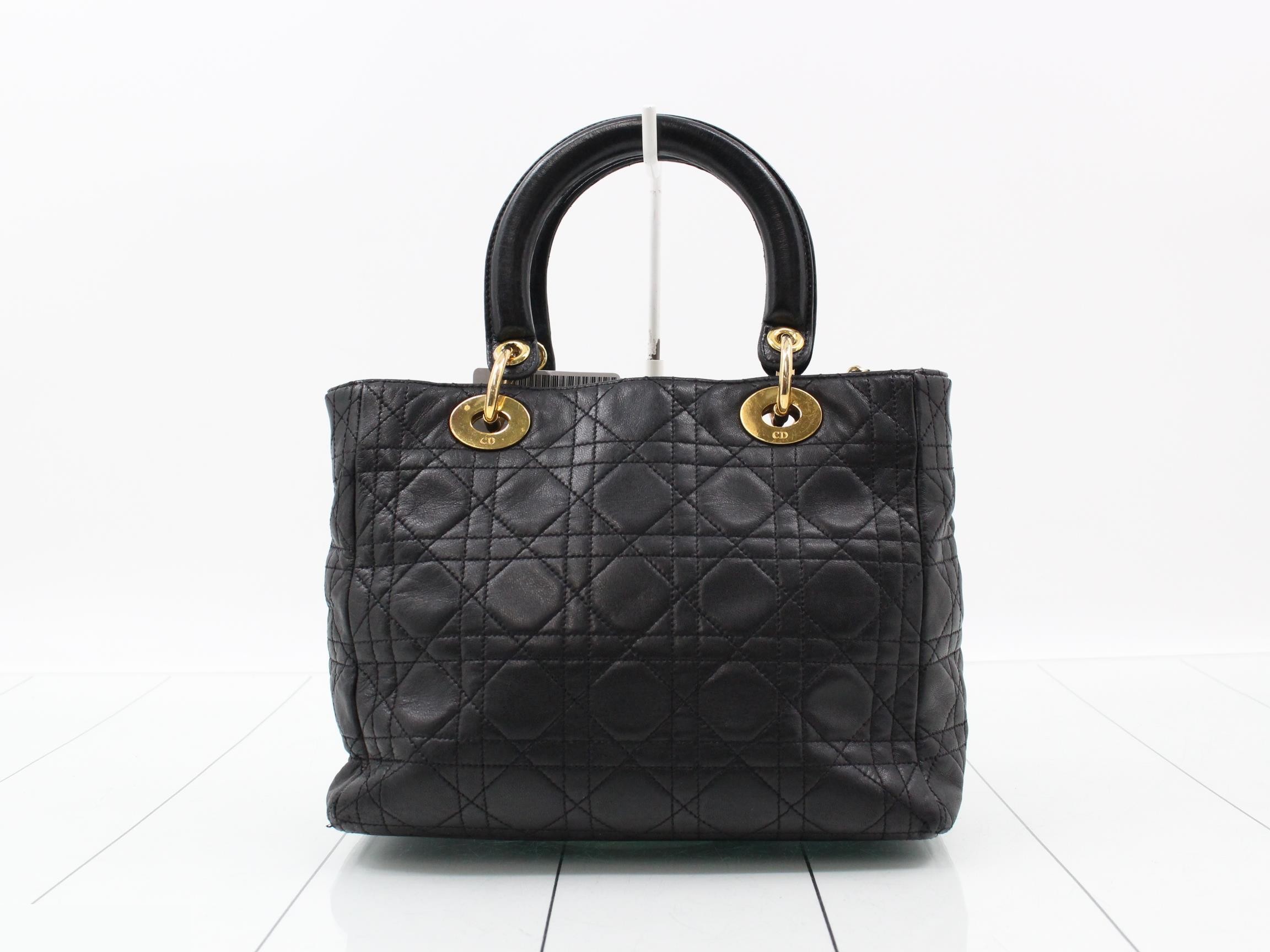 Lady Dior Lambskin Black Cannage 2-Way Handbag — view 2