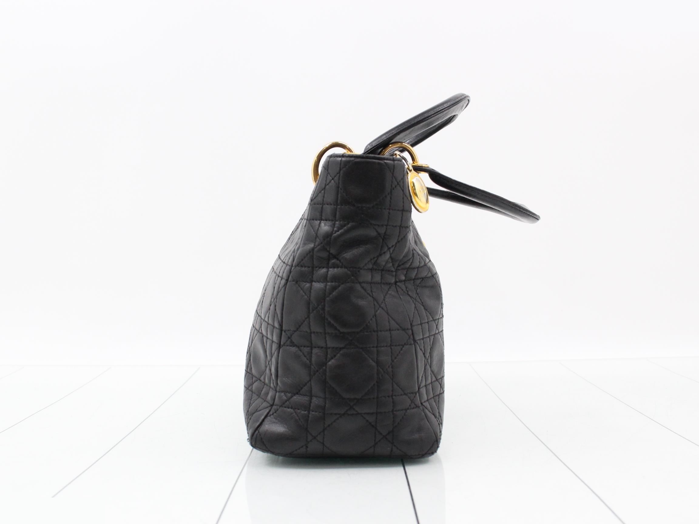 Lady Dior Lambskin Black Cannage 2-Way Handbag — view 4