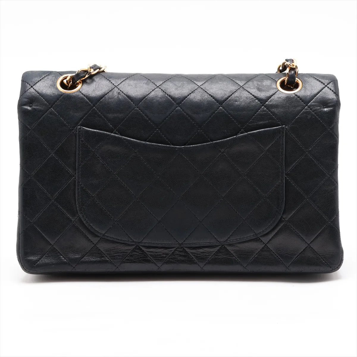 Matelassé 25 Lambskin Double Flap Double Chain Bag, Black with Gold Hardware, 1800594, Series 1, A01112 — view 2