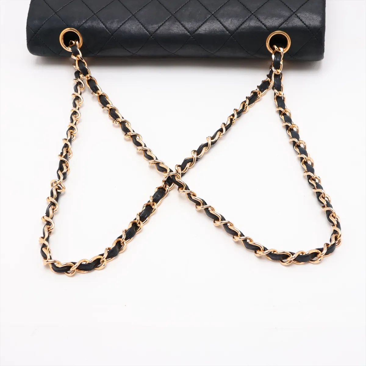 Matelassé 25 Lambskin Double Flap Double Chain Bag, Black with Gold Hardware, 1800594, Series 1, A01112 — view 5