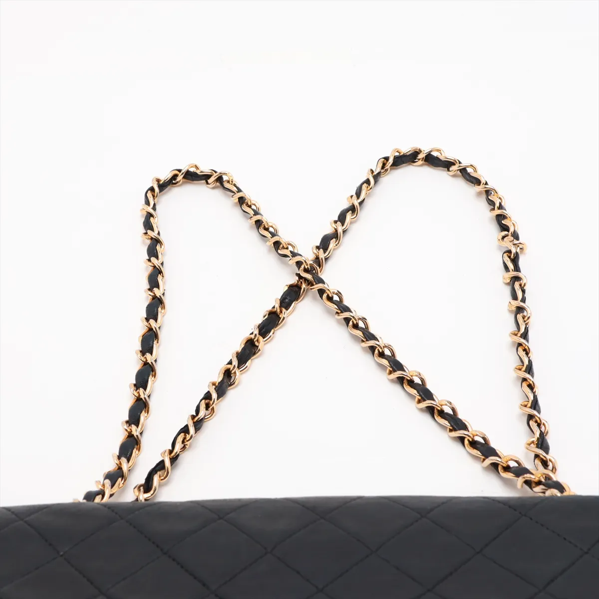 Matelassé 25 Lambskin Double Flap Double Chain Bag, Black with Gold Hardware, 1800594, Series 1, A01112 — view 6