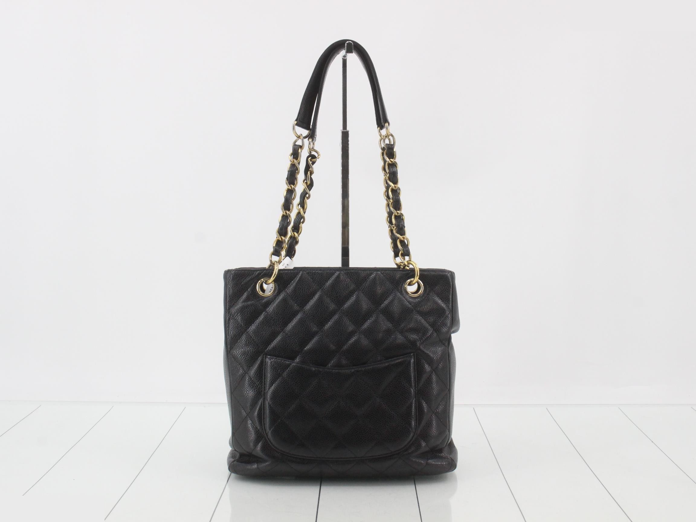 Caviar leather (bag) - Shoulder bag, black, gold hardware — view 2
